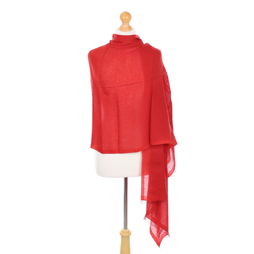 Brand New Boxed Hermès Berry Red Cashmere Blend Wrap