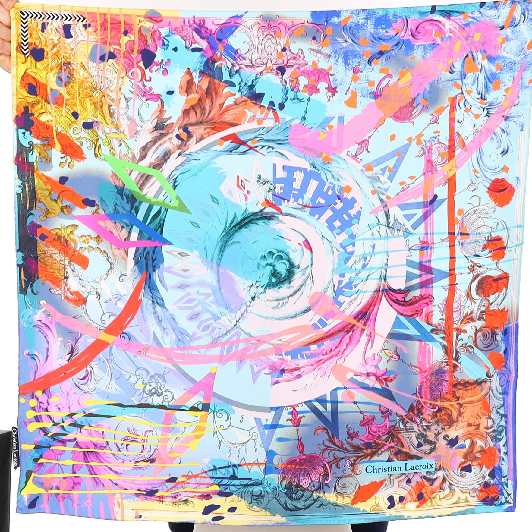 Immaculate Christian Lacroix Multicoloured Abstract Silk Scarf