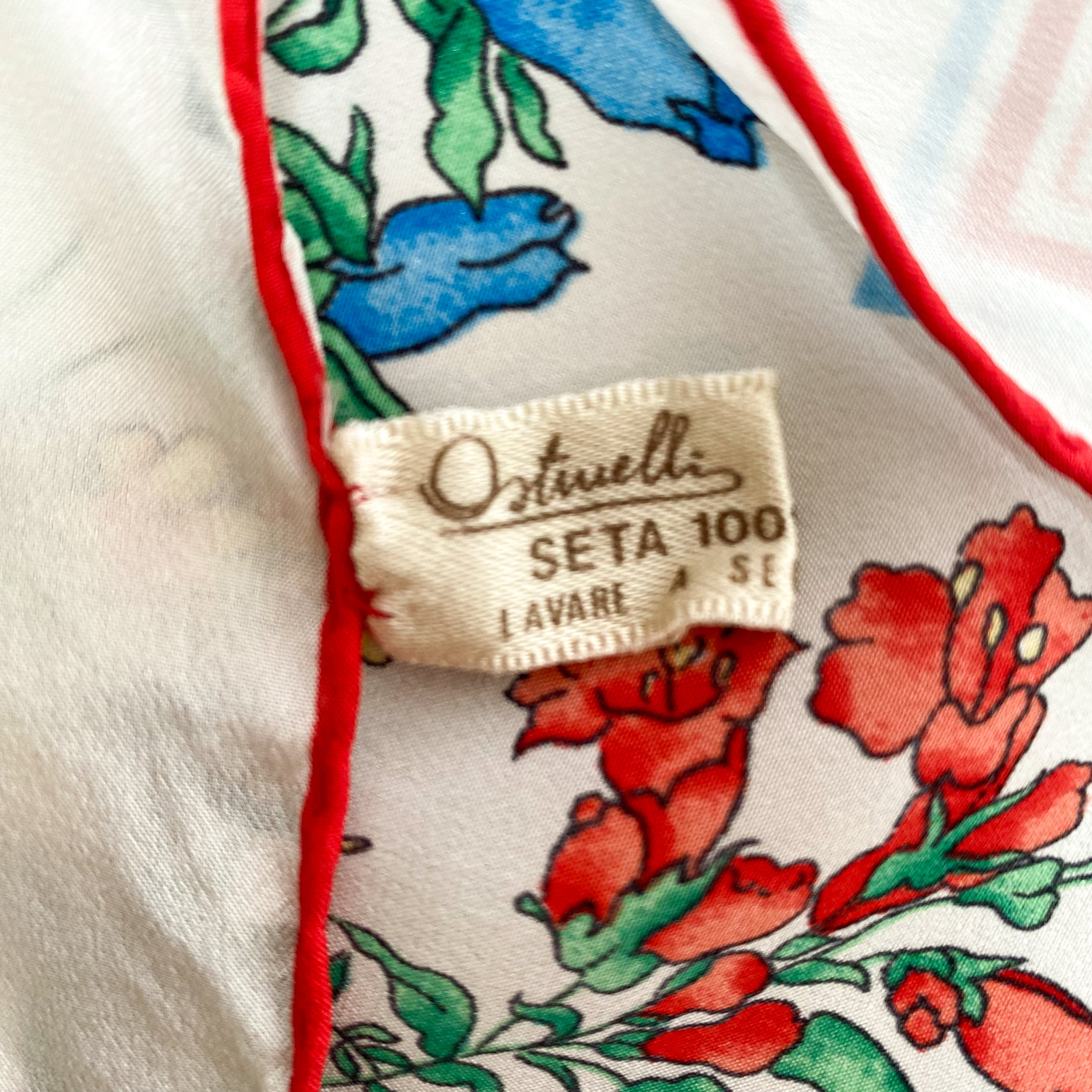 1970s Ostinelli Floral Vintage Silk Scarf