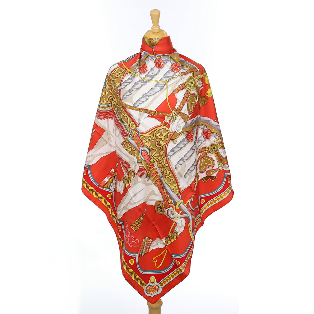 Brand New Boxed Hermès Harnais de Coeur Silk Scarf
