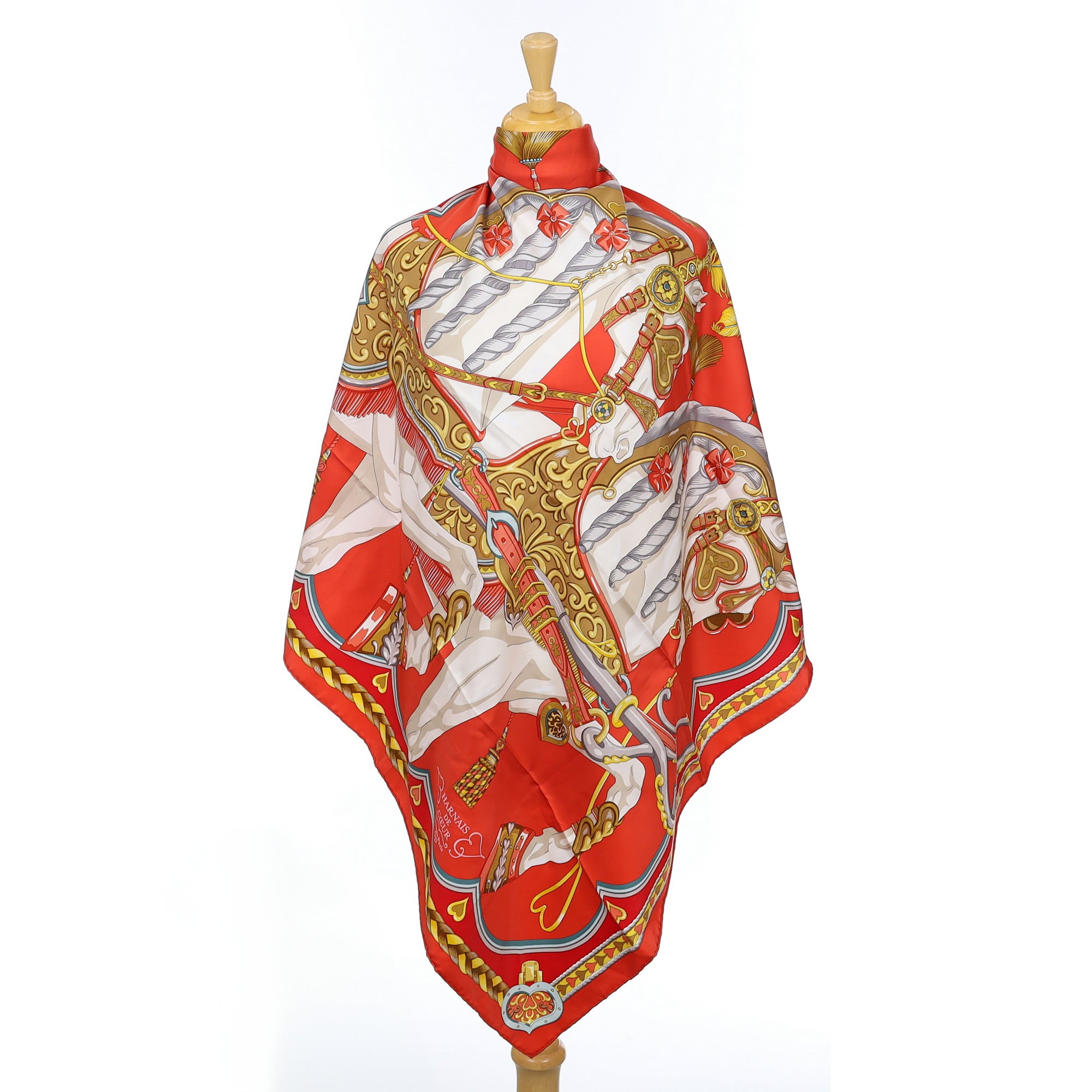 Brand New Boxed Hermès Harnais de Coeur Silk Scarf