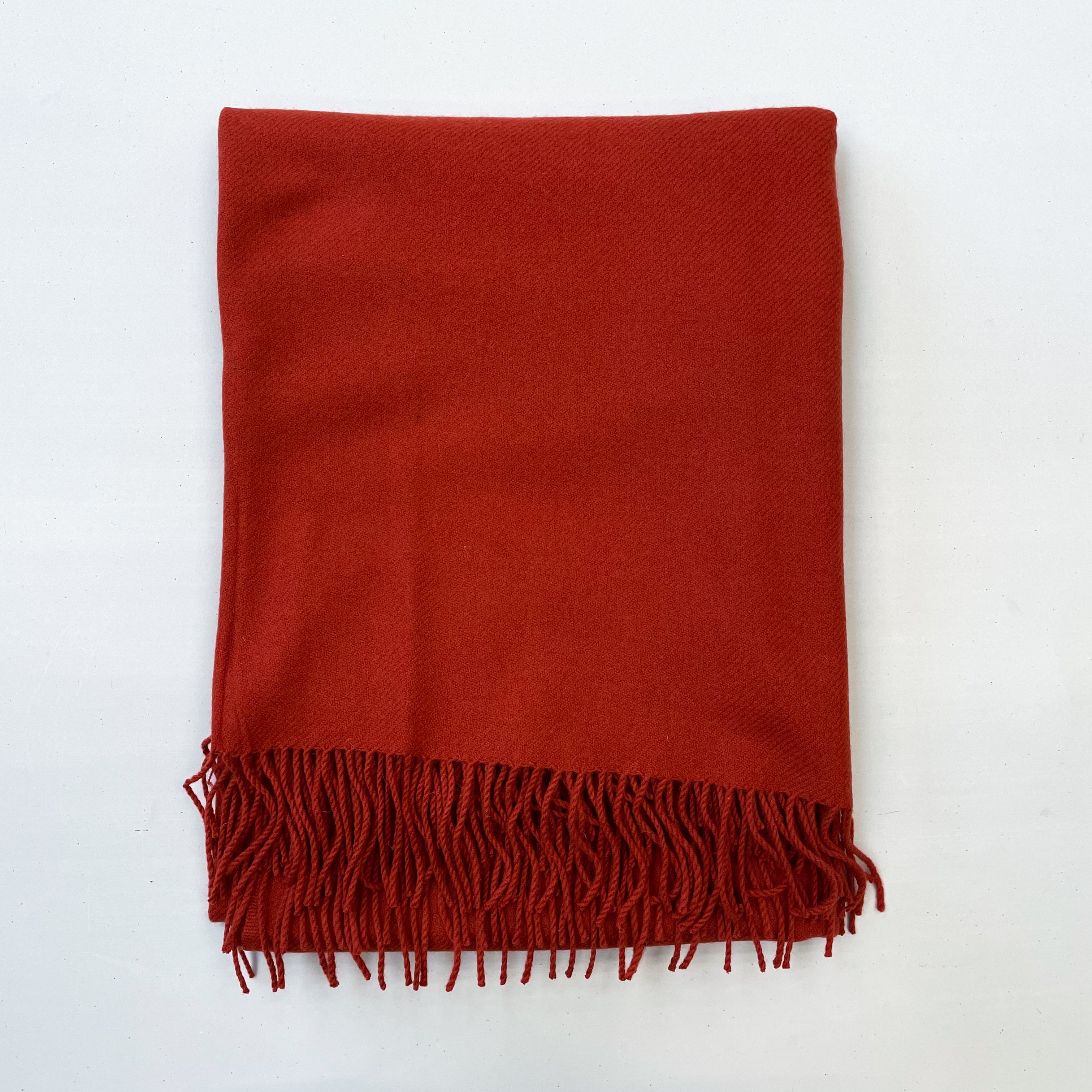 Burnt Orange Cashmere Fringed Woven Blanket