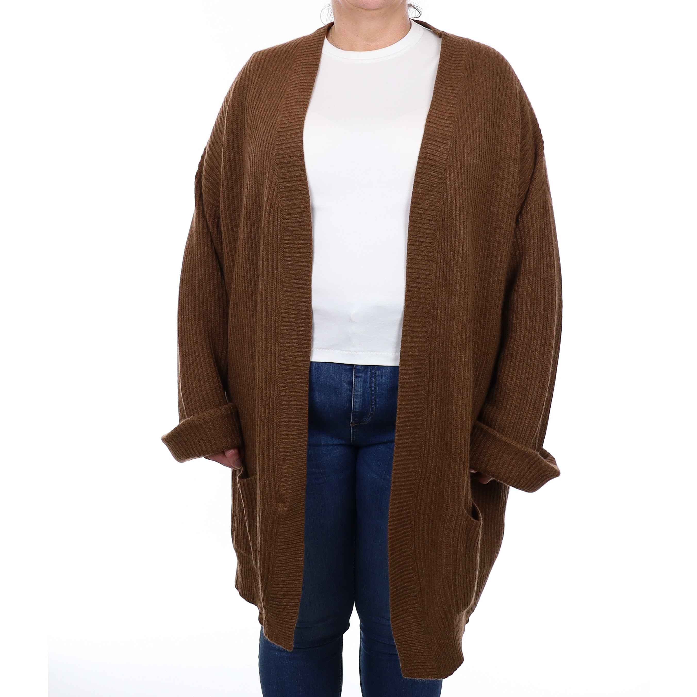 Nap Brown Chunky Ribbed Cashmere Loungewear Cardigan Extra Large