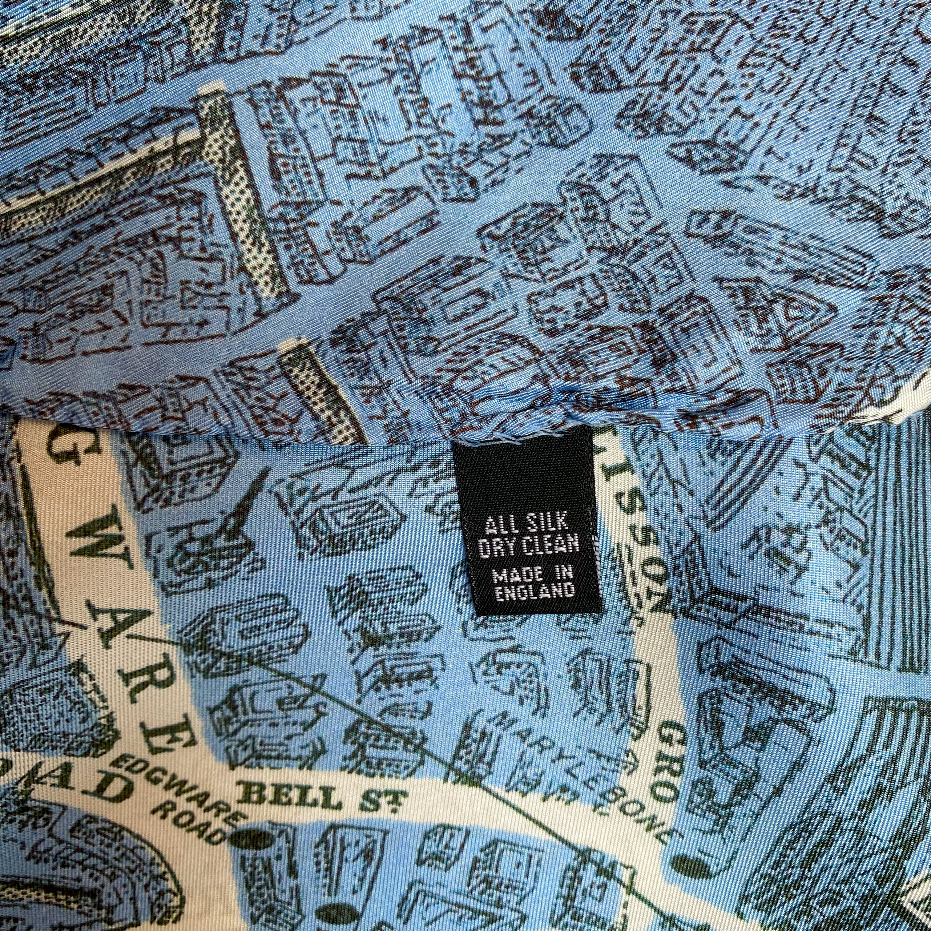 Brand New Blue London Map Silk Scarf
