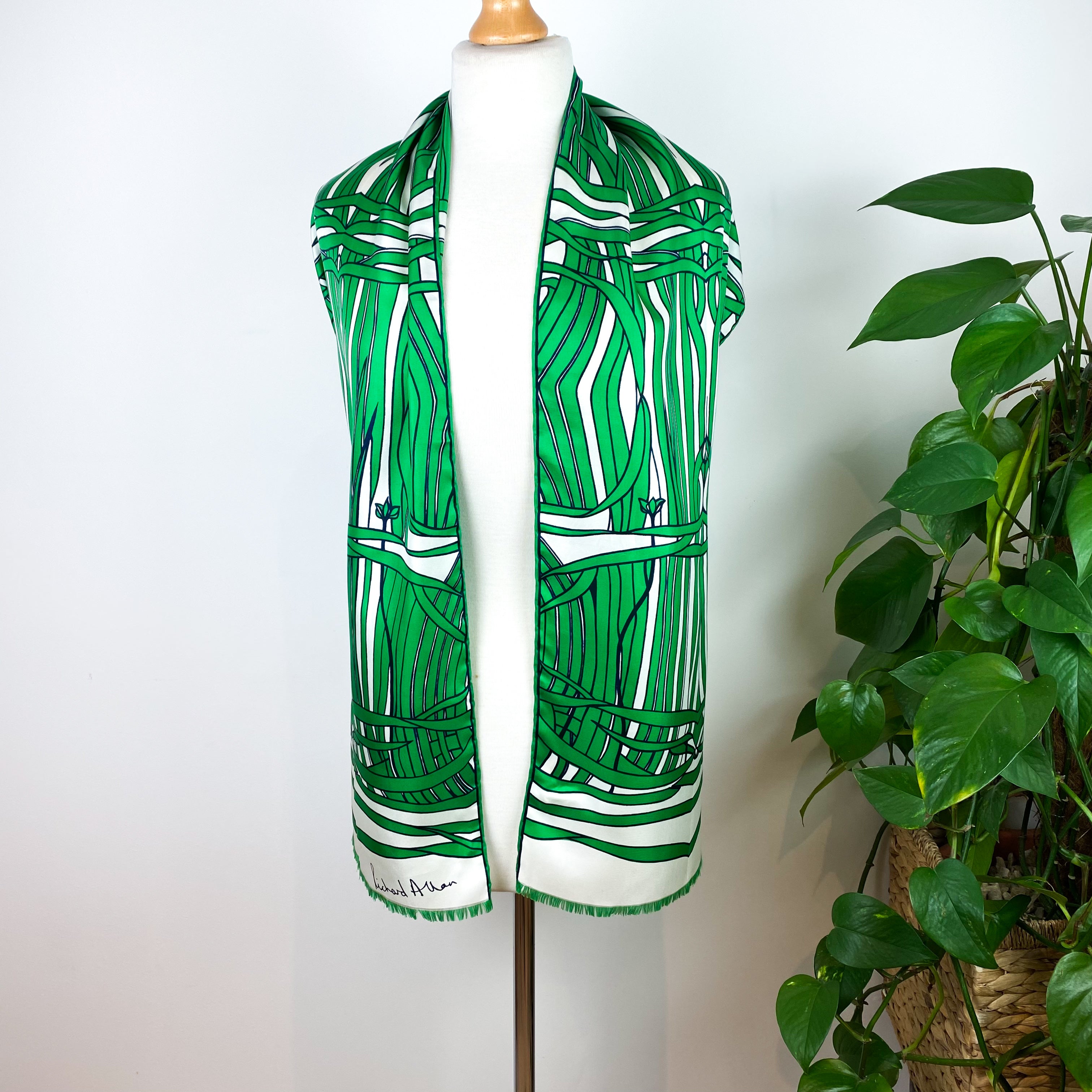 1970s Richard Allan Long Vintage Silk Scarf
