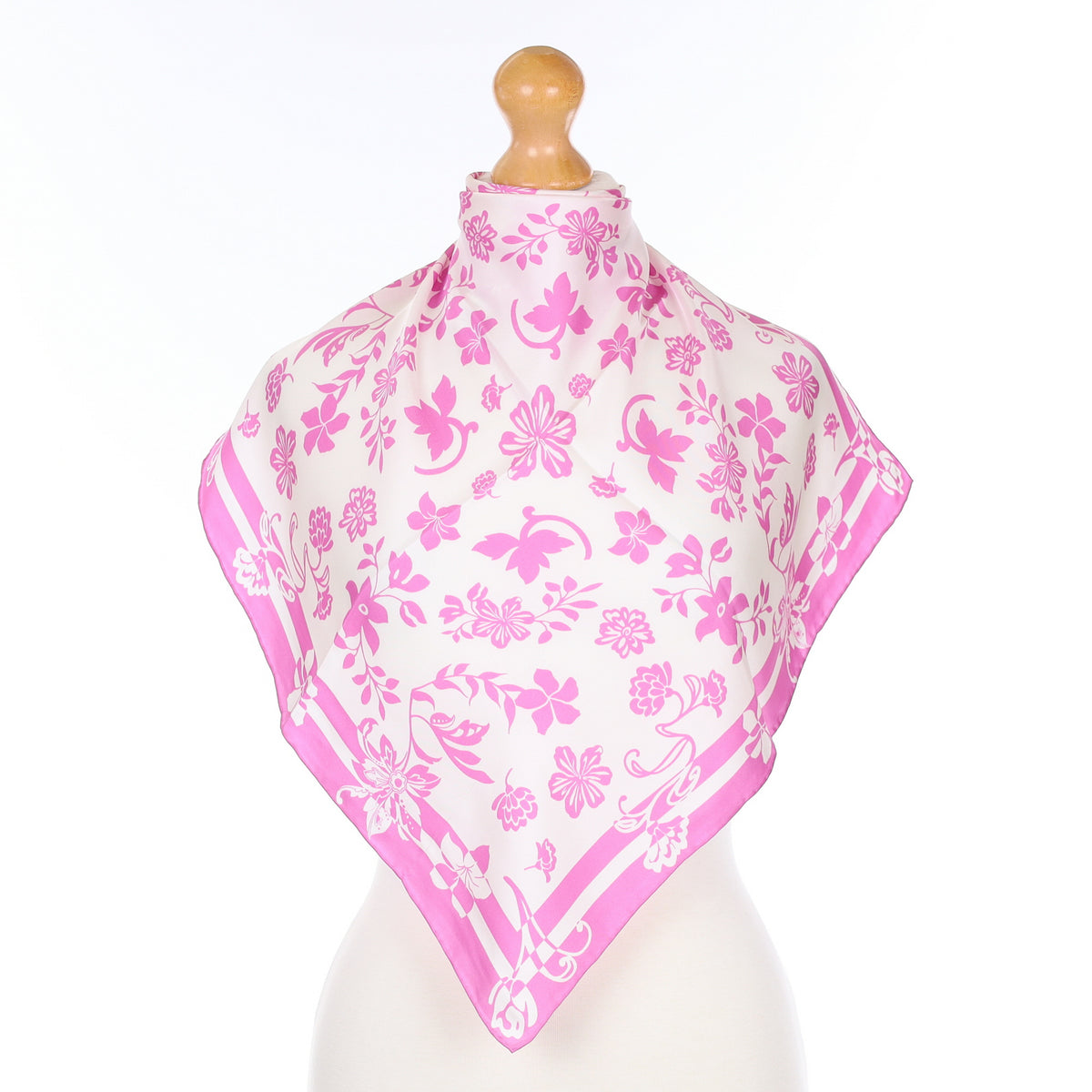 Brand New Fraas Pink Floral Silk Scarf