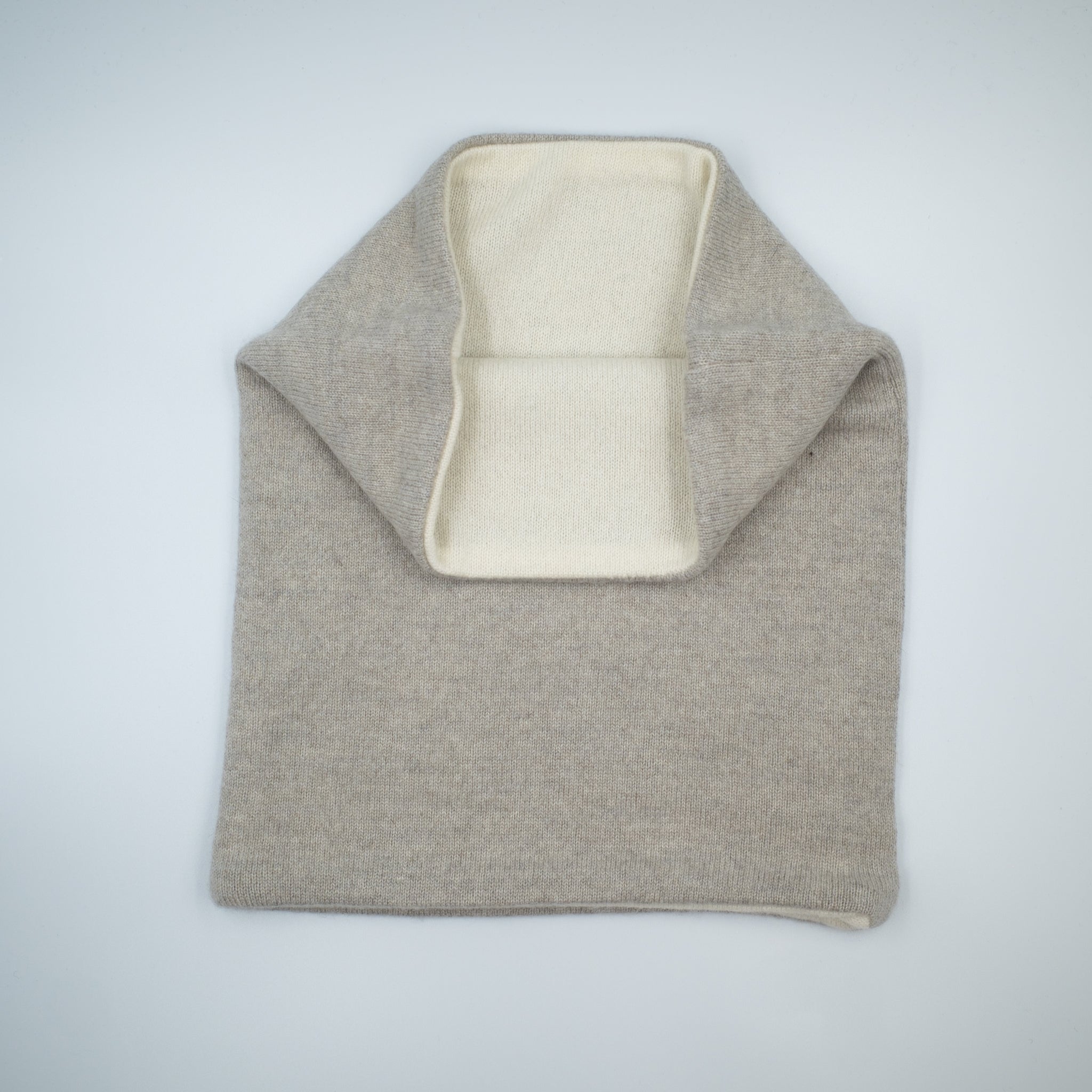 Pale Taupe and Winter White Luxury Double Layered Snood