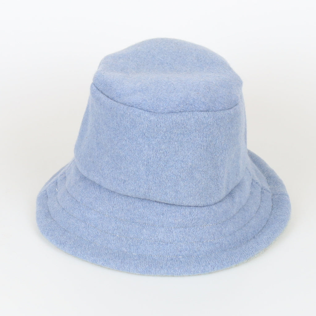 Light Denim Blue Reversible Cashmere Bucket Hat Medium
