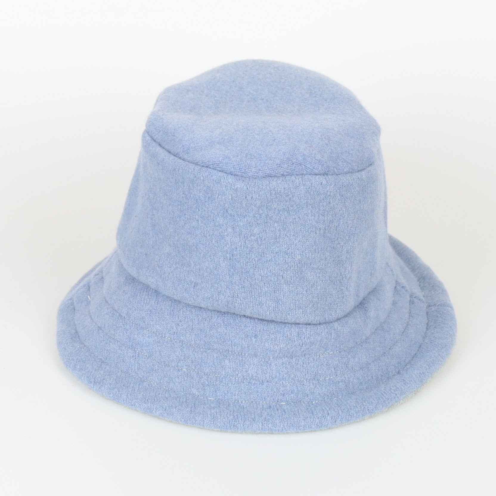 Light Denim Blue Reversible Cashmere Bucket Hat Medium