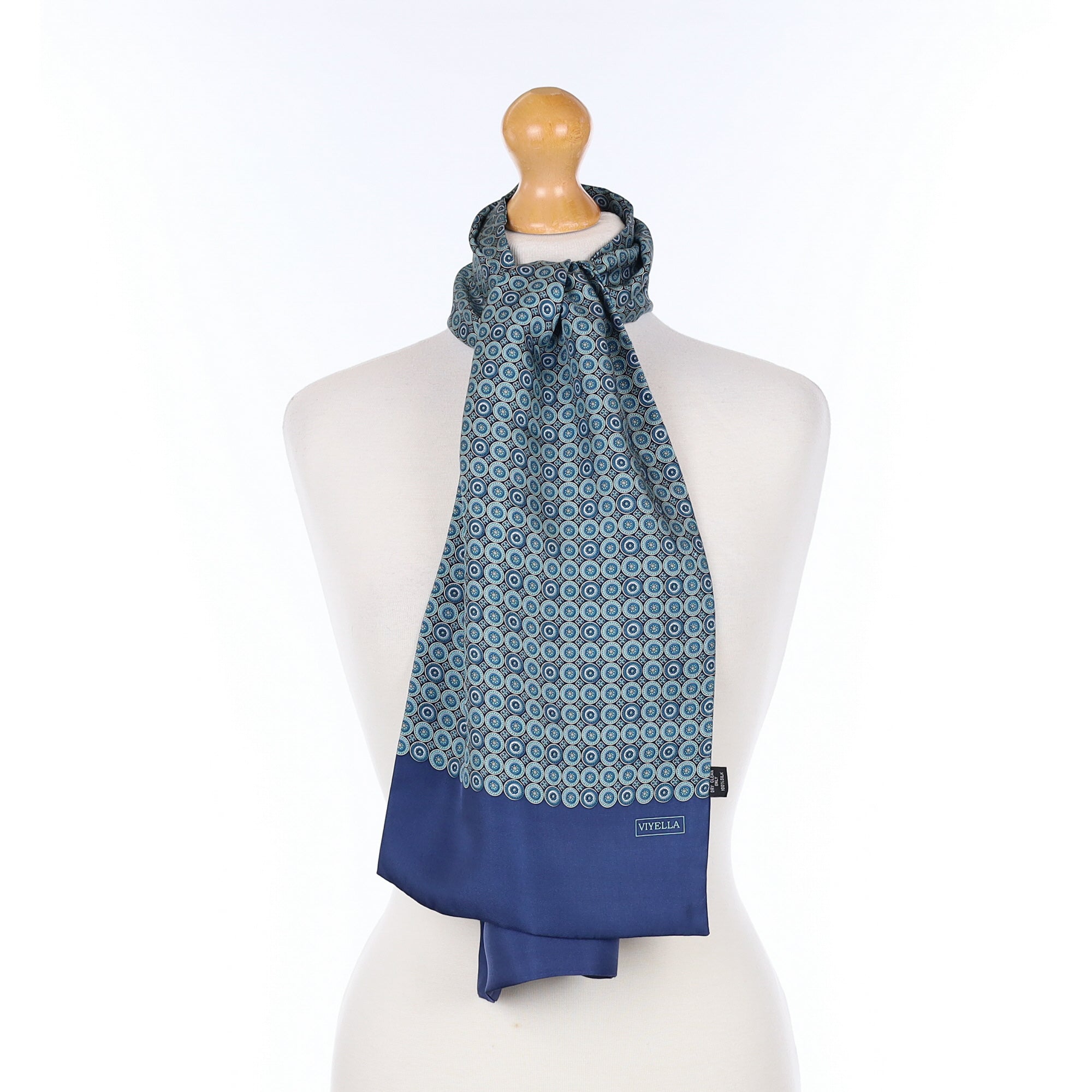 Viyella Blue Patterned Silk Scarf