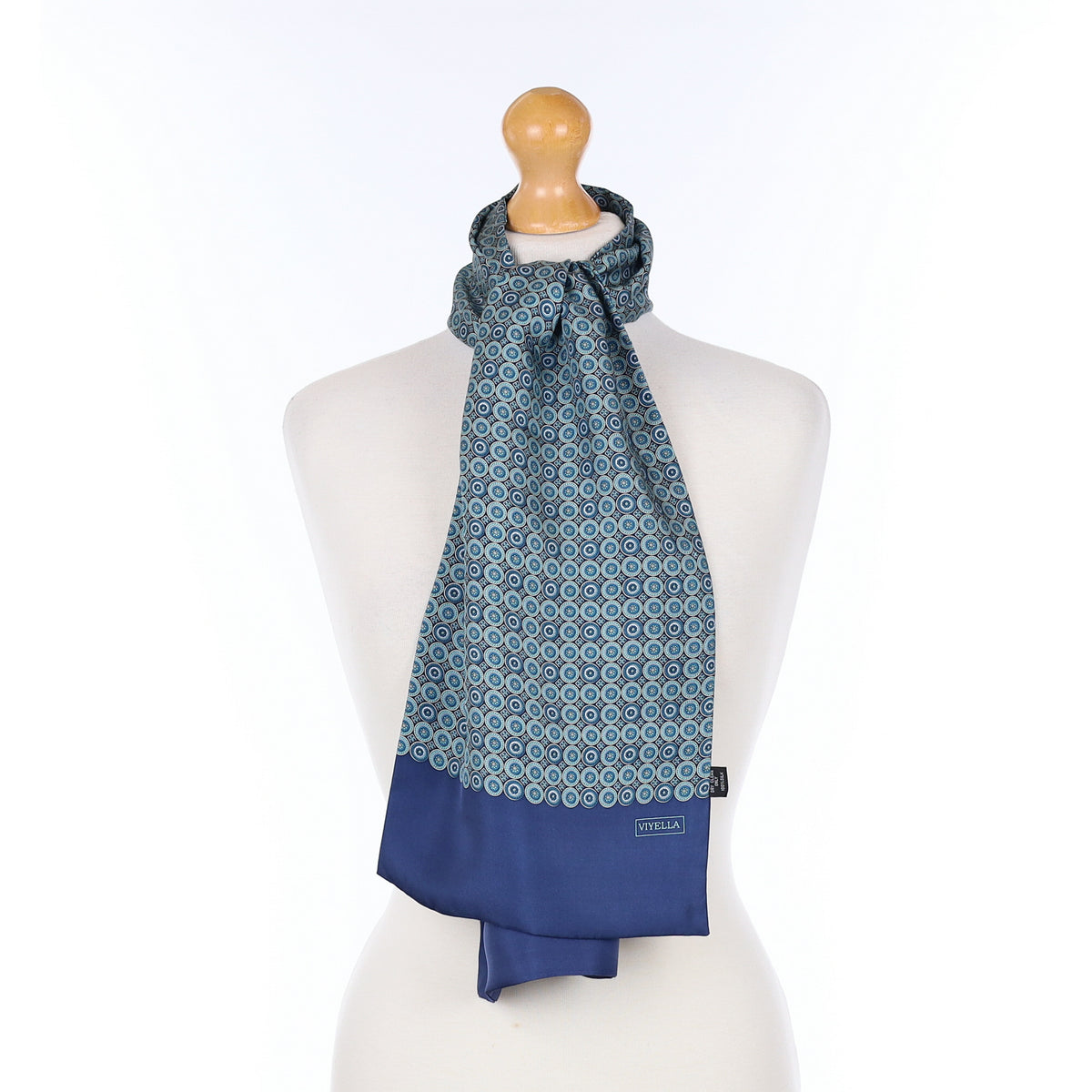 Viyella Blue Patterned Silk Scarf