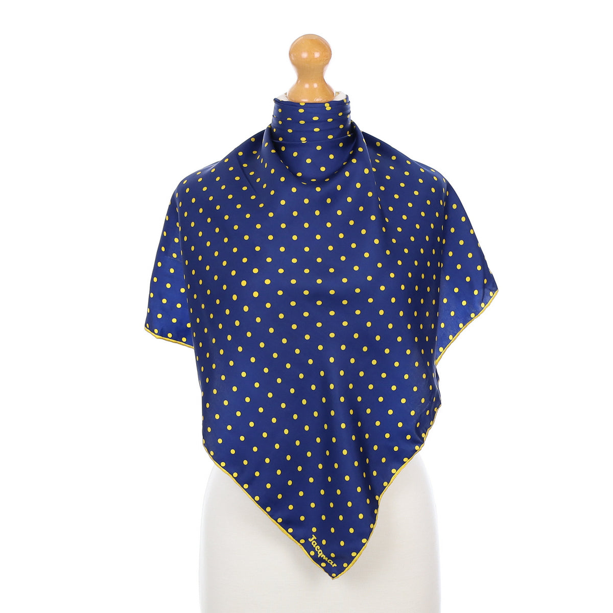 Jacamar Navy & Yellow Dotty Vintage Silk Scarf
