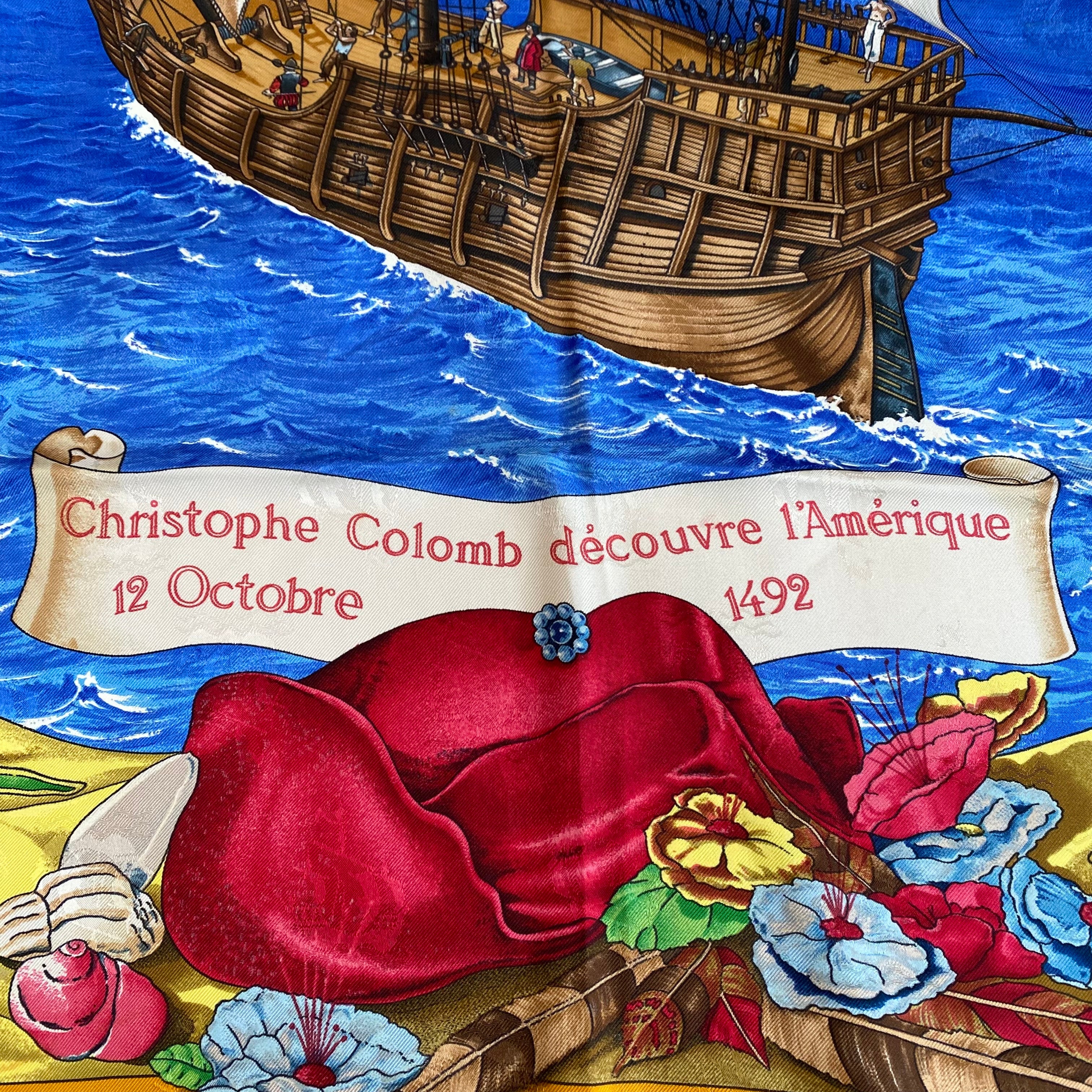 Hermès Christophe Colomb Découvre L’Amérique Silk Scarf Quite Rare