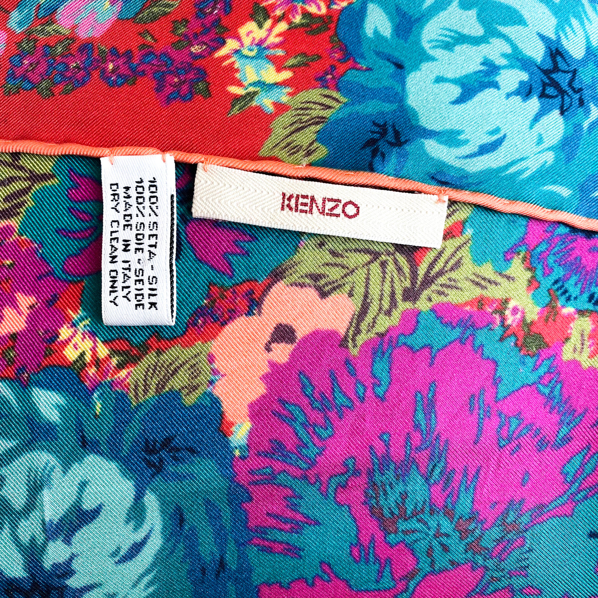 Immaculate Kenzo Floral Designer Silk Scarf