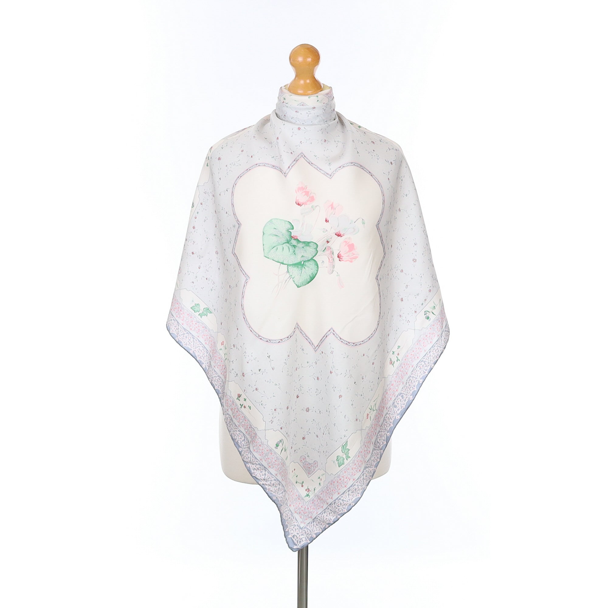 Beckford Pale Grey Patterned Silk Scarf