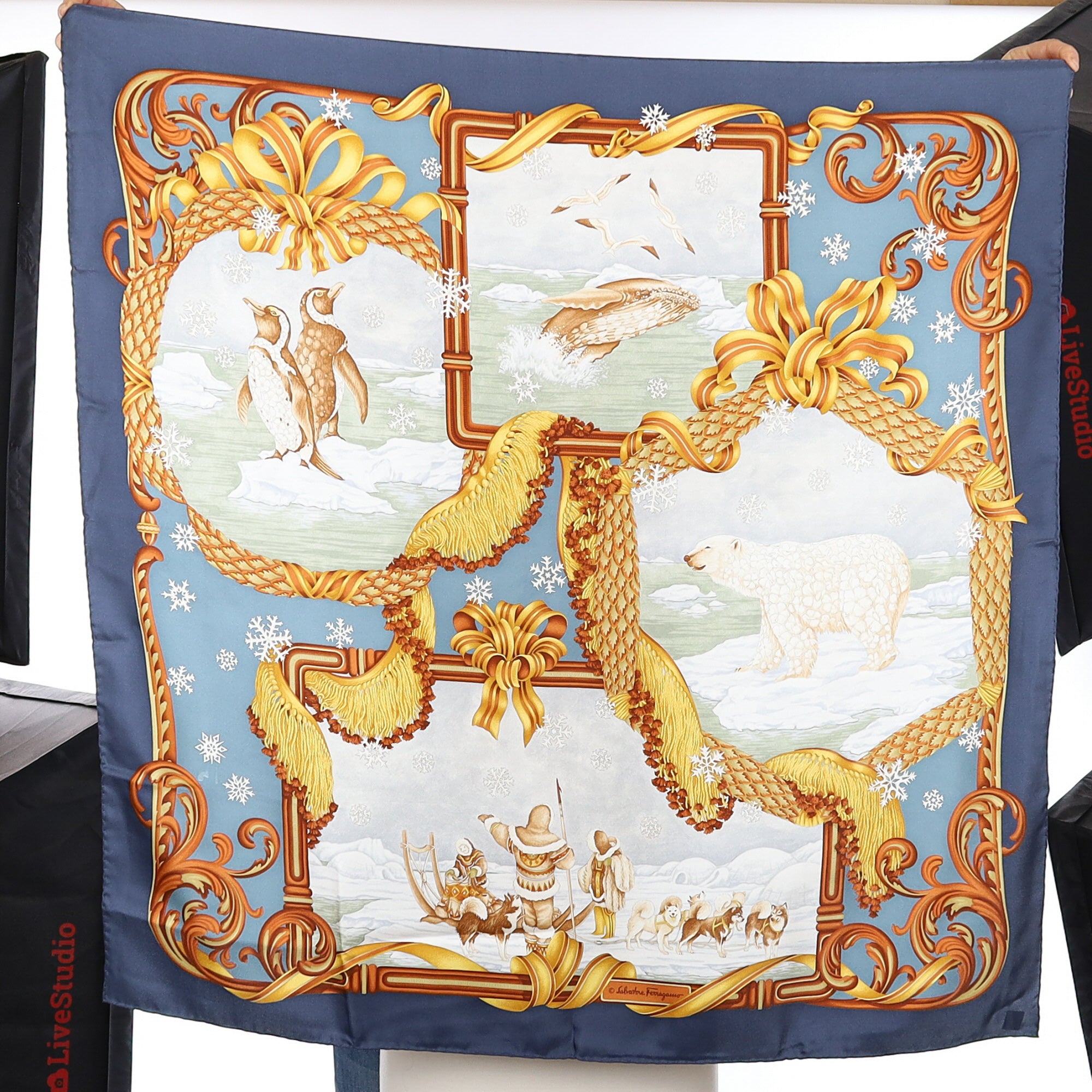 Salvatore Ferragamo Arctic Scene Silk Scarf