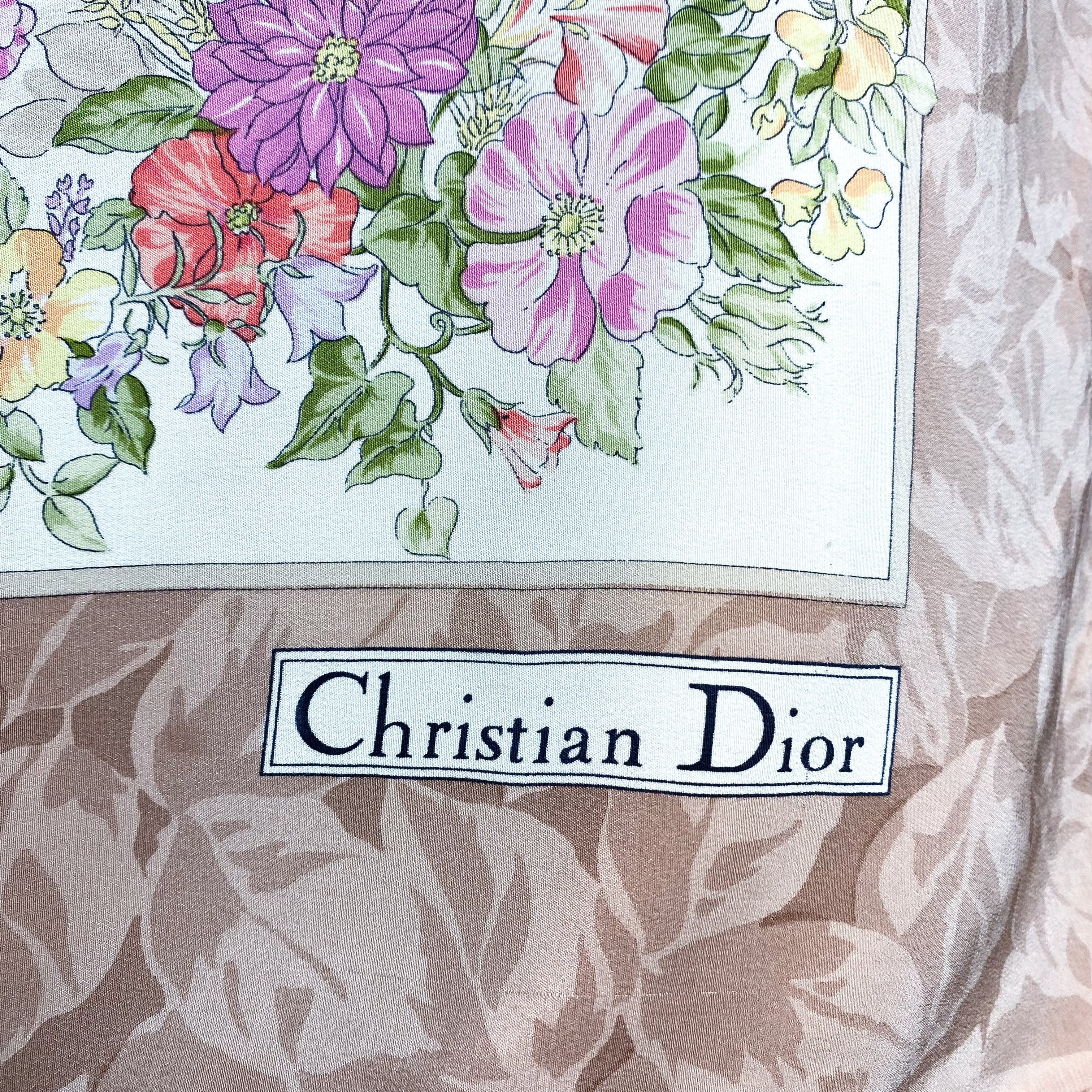 1980s Christian Dior Vintage Silk Scarf