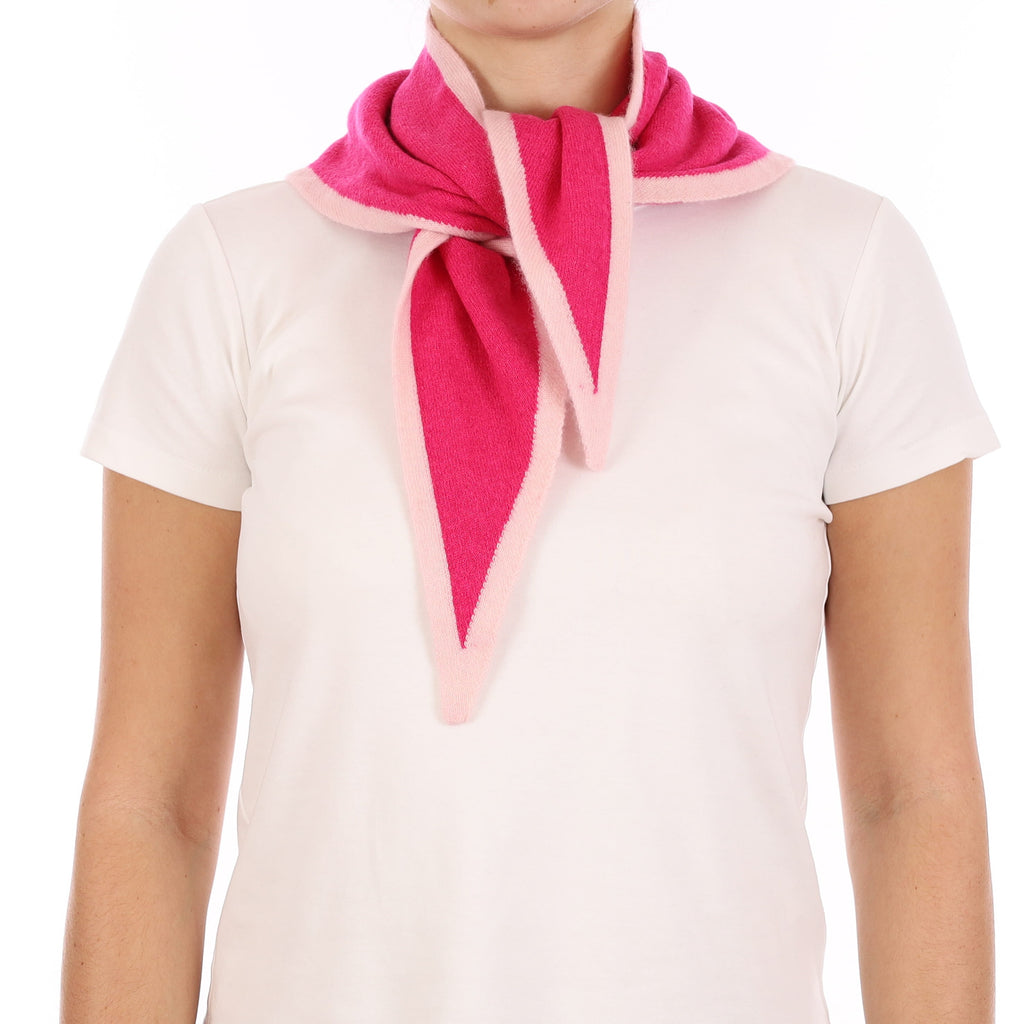 Brand New Hot and Ice Pink Recycled Cashmere Triangle Scarf