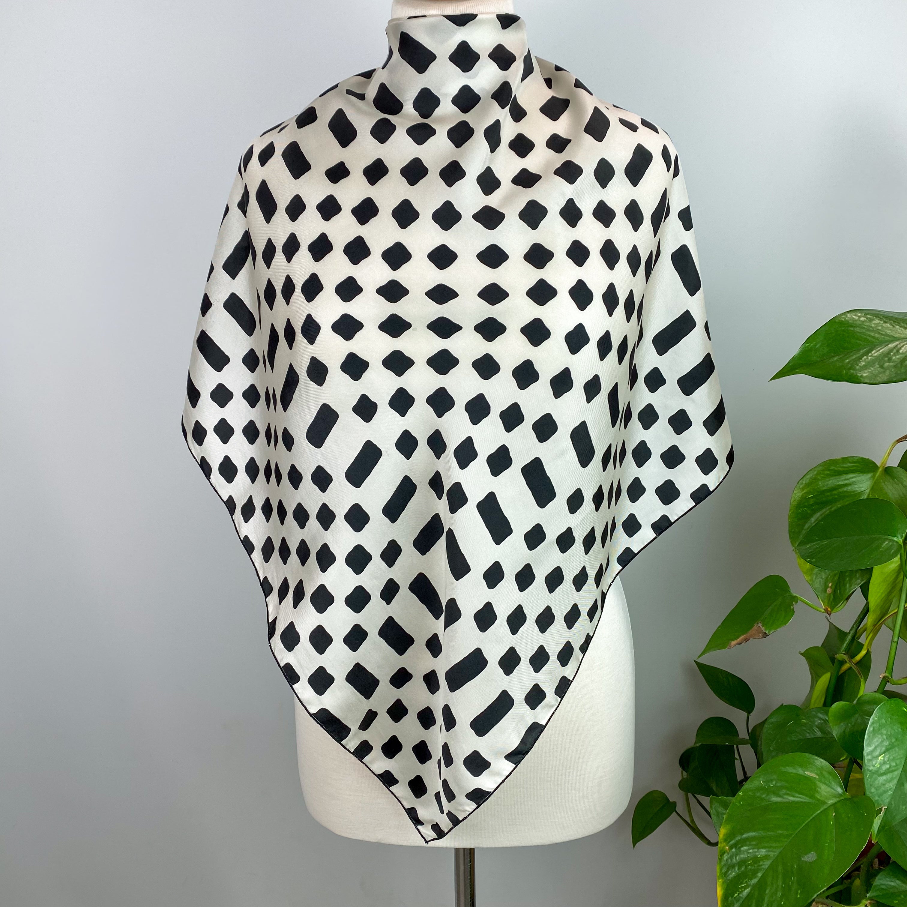 French Black and White Silk Scarf