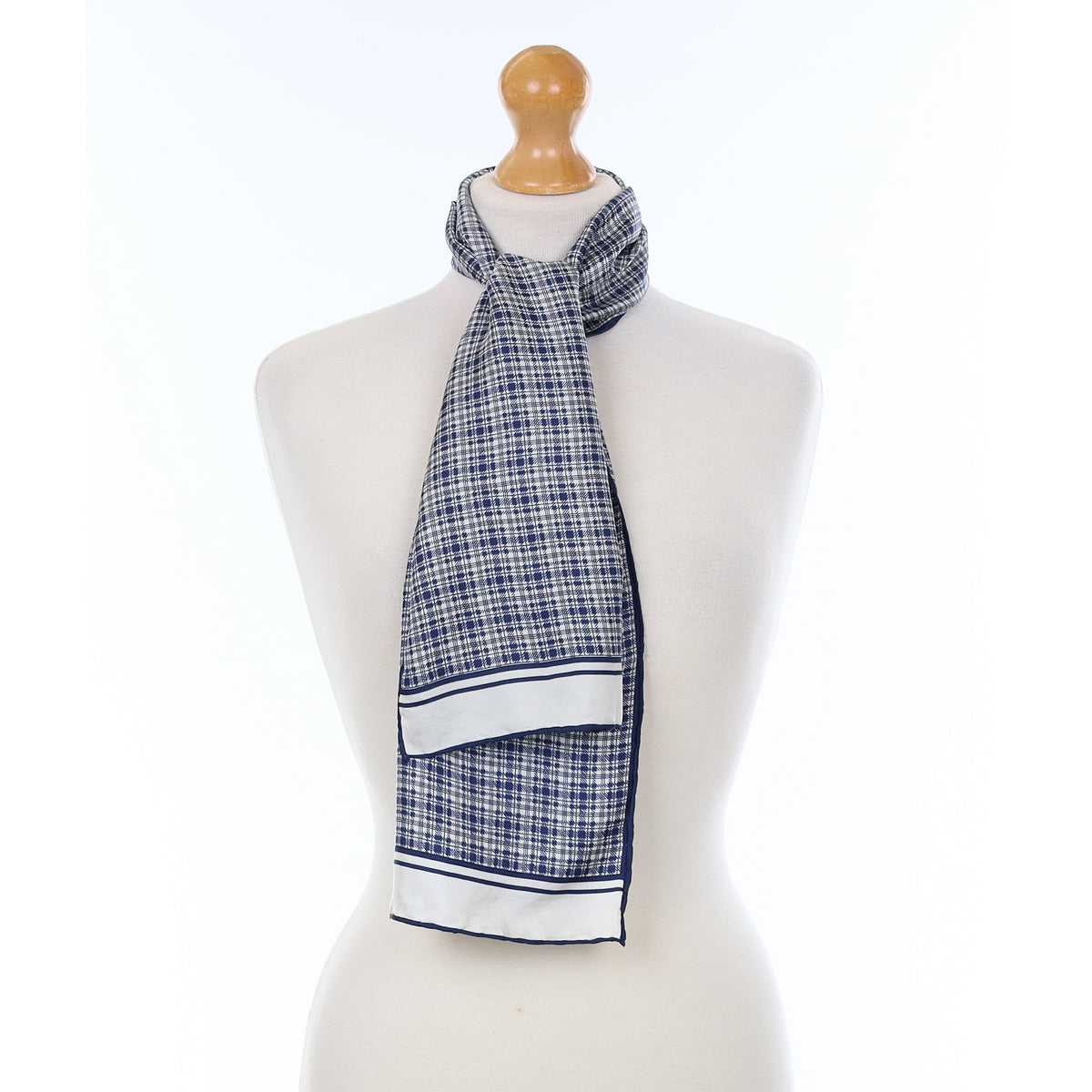 1970’s Ostinelli Navy Patterned Silk Scarf