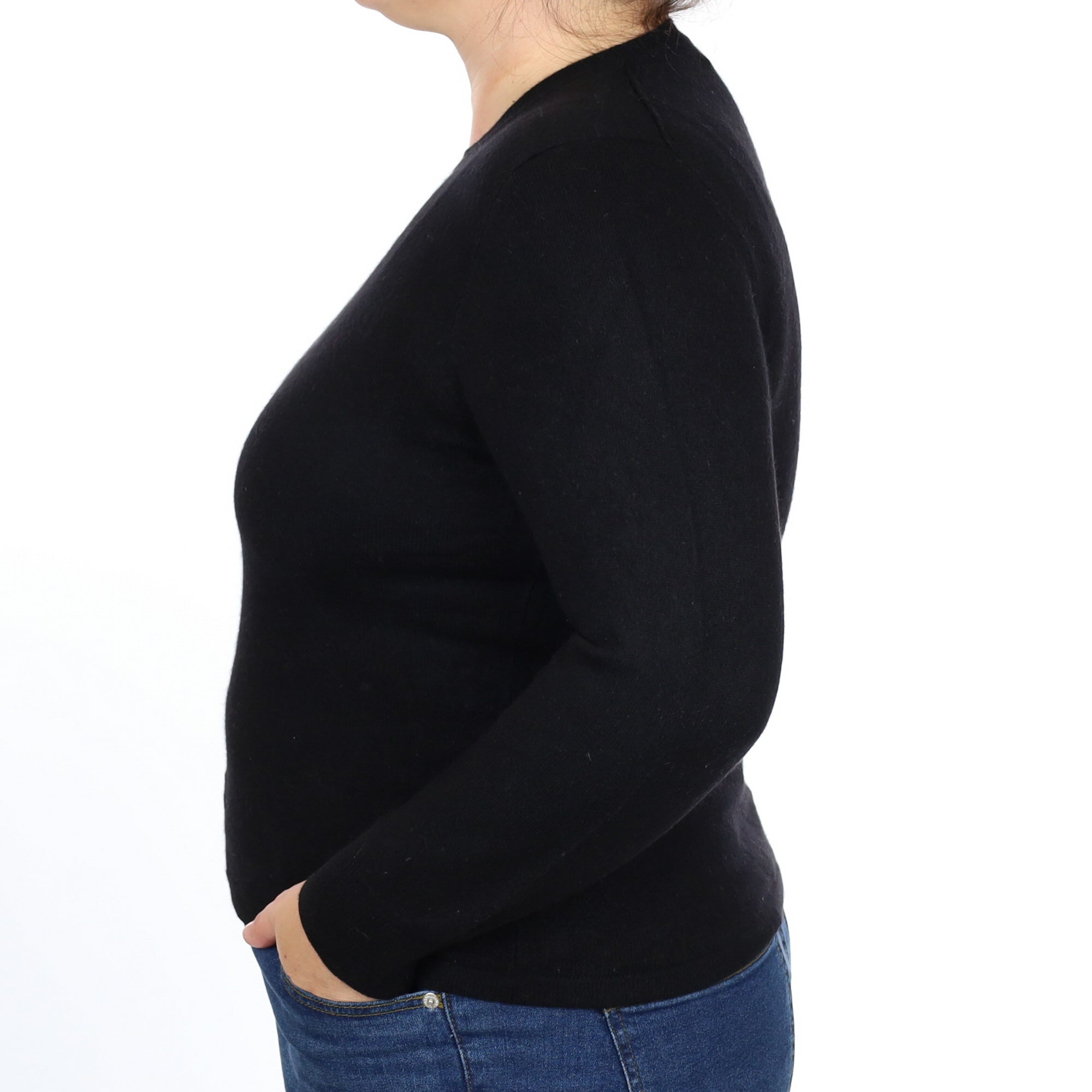 Black Cashmere Crew Neck Jumper Large