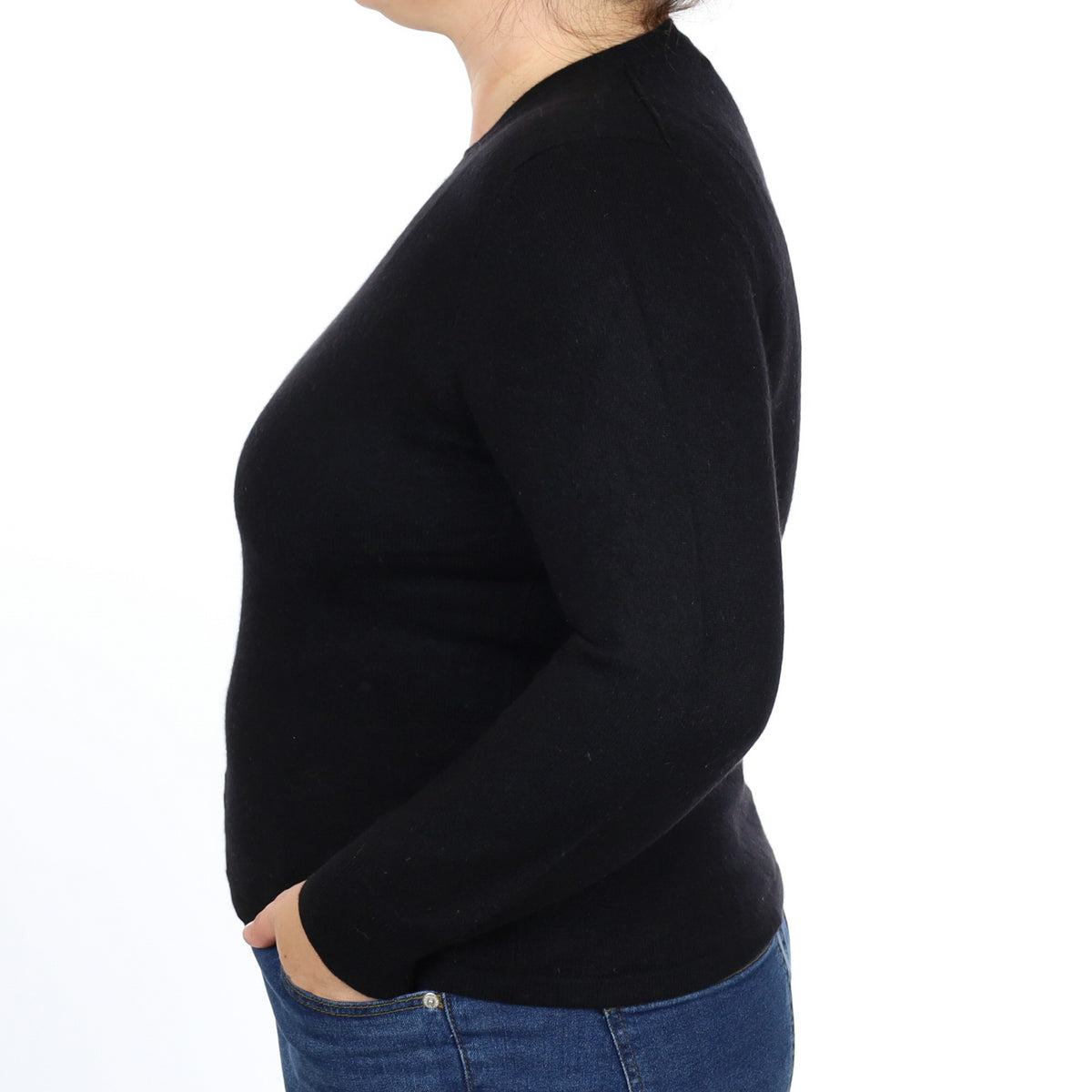 Black Cashmere Crew Neck Jumper Large