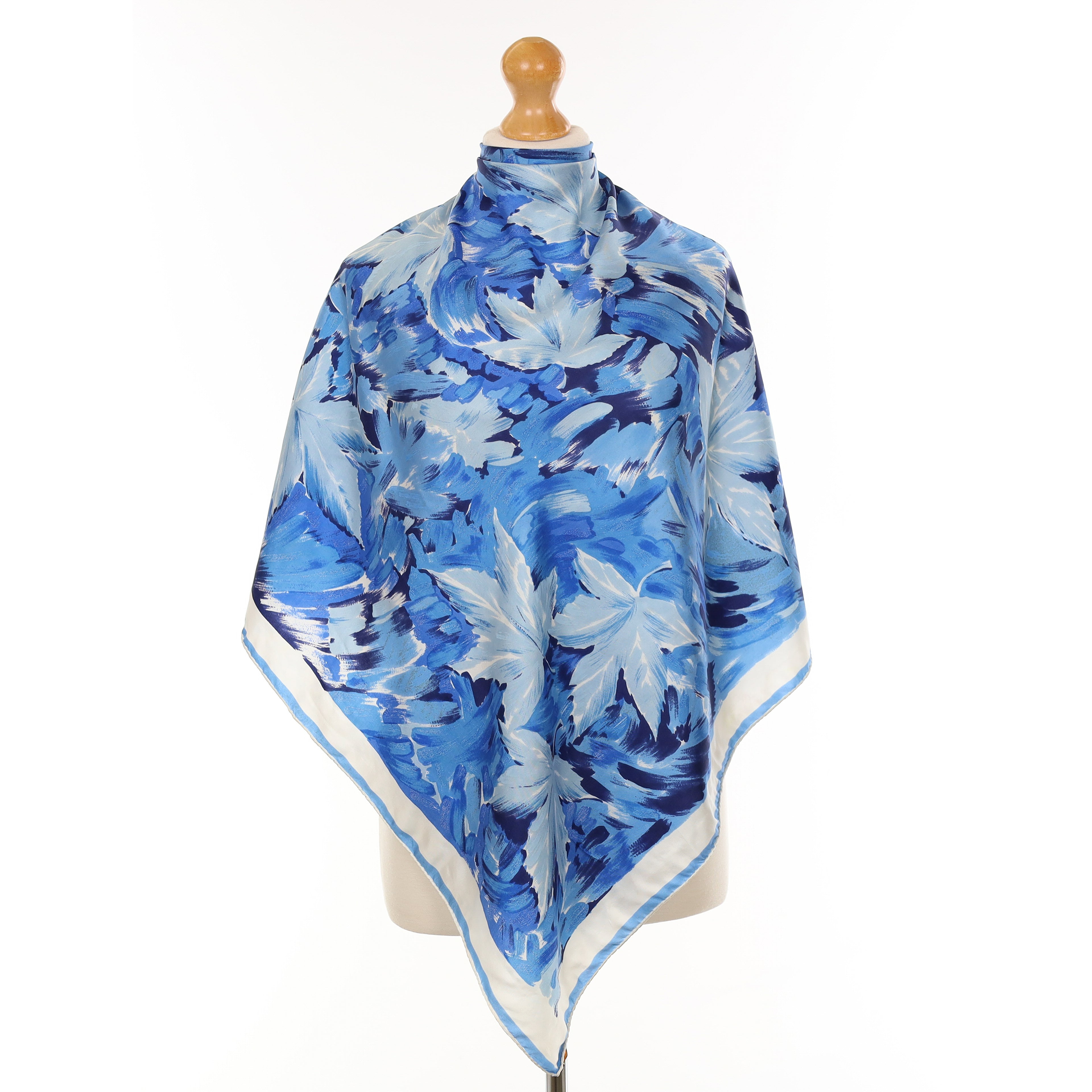 1960’s Blue Botanical Vintage Silk Scarf