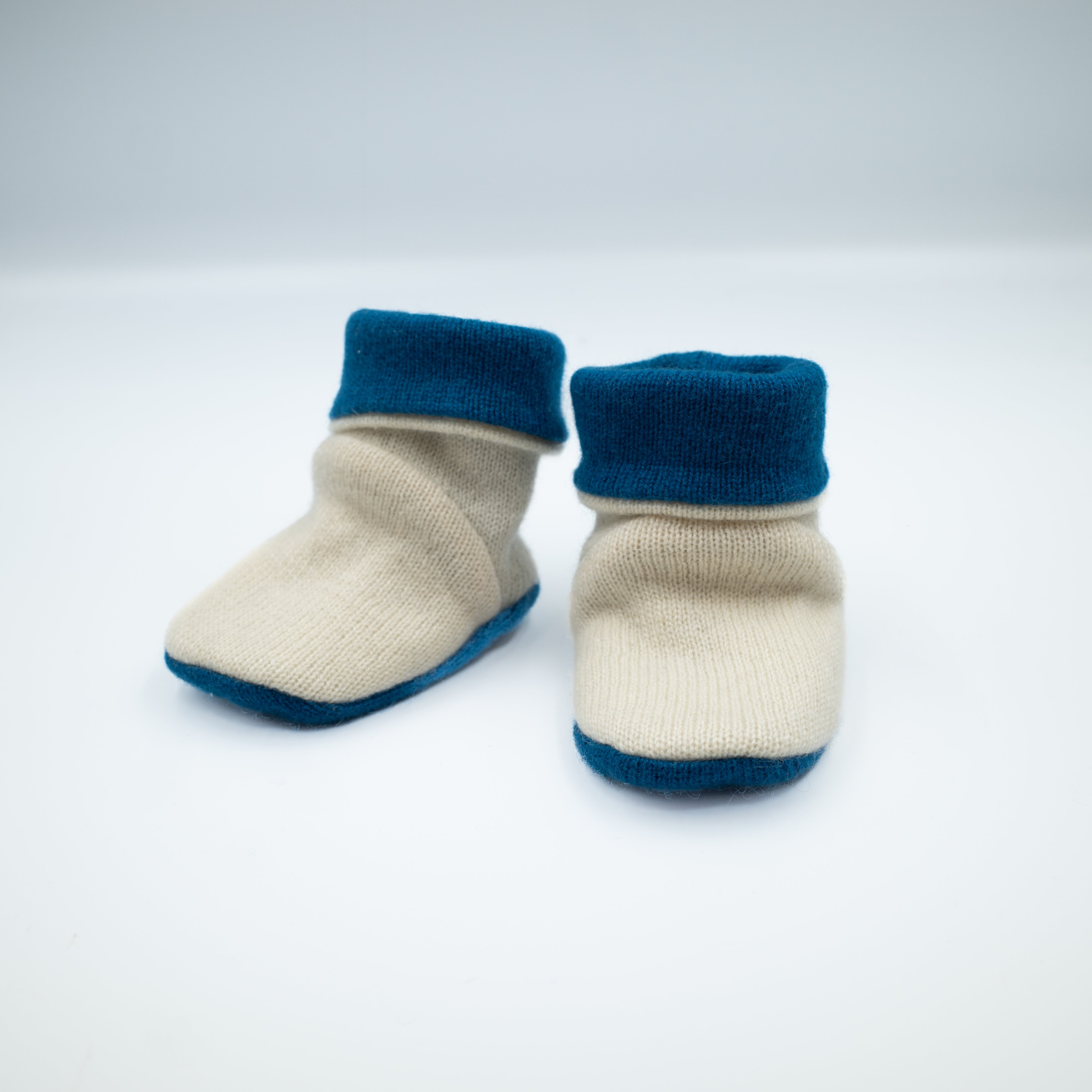 Cashmere Baby Boots in Blue and Cream