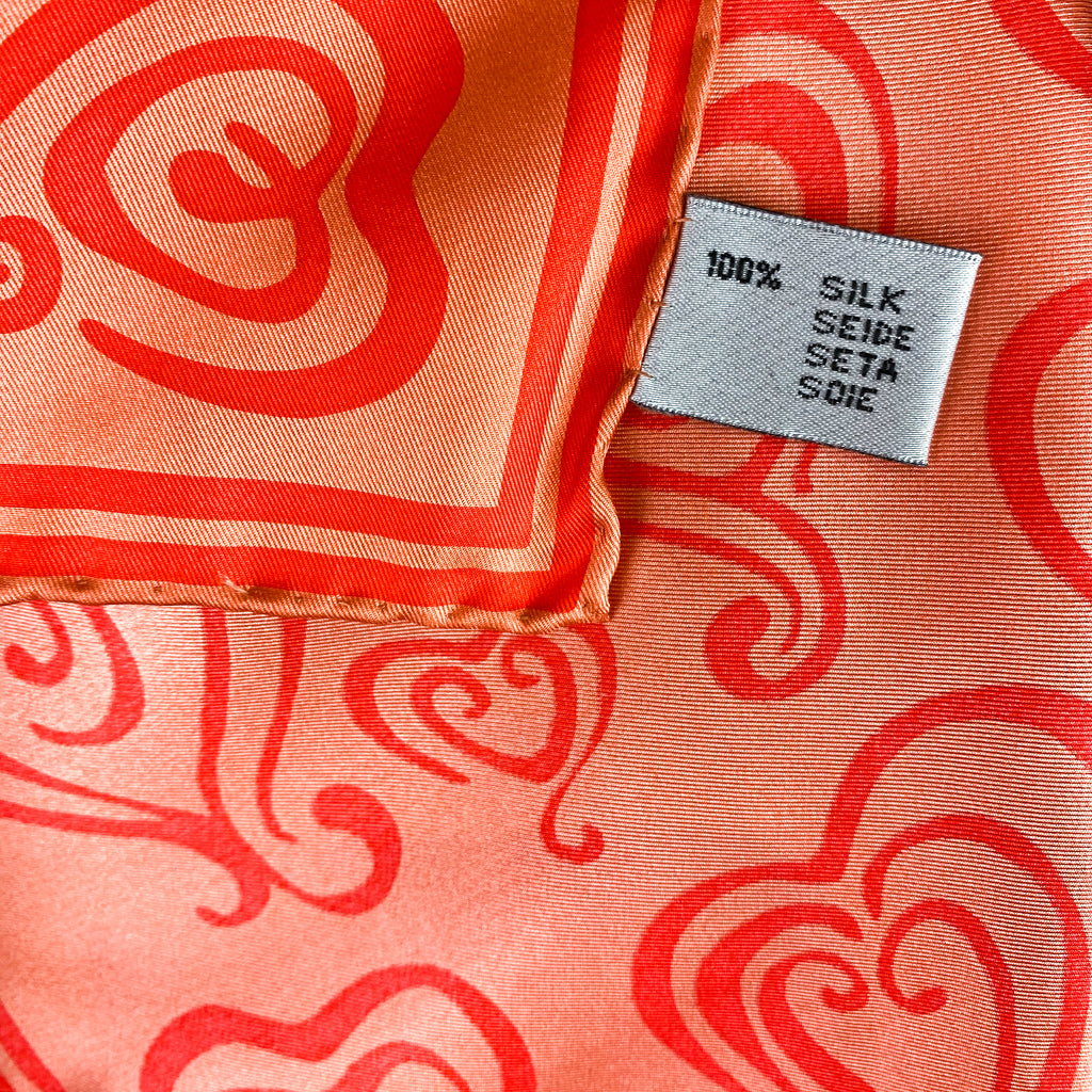 Orange Heart Silk Scarf