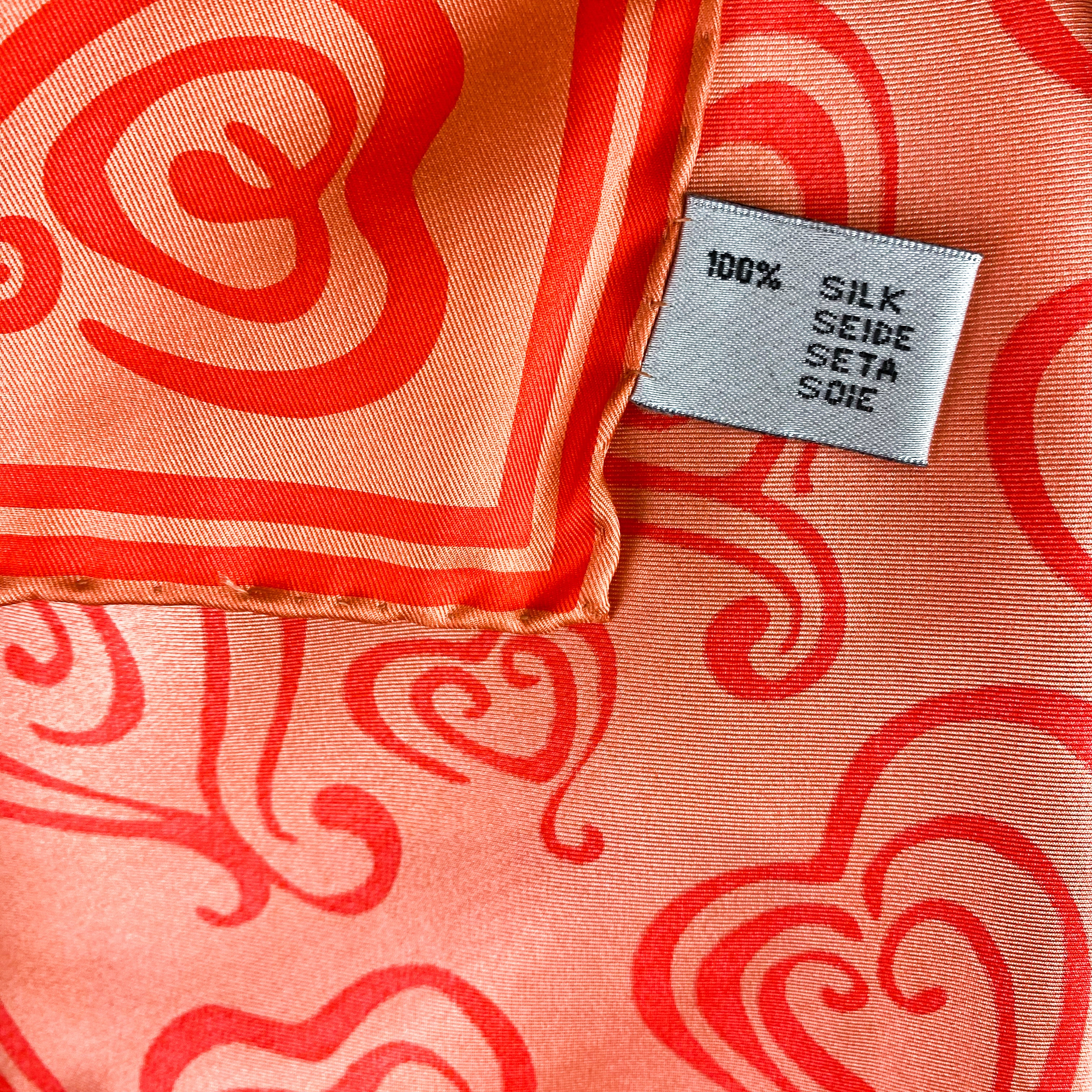 Orange Heart Silk Scarf