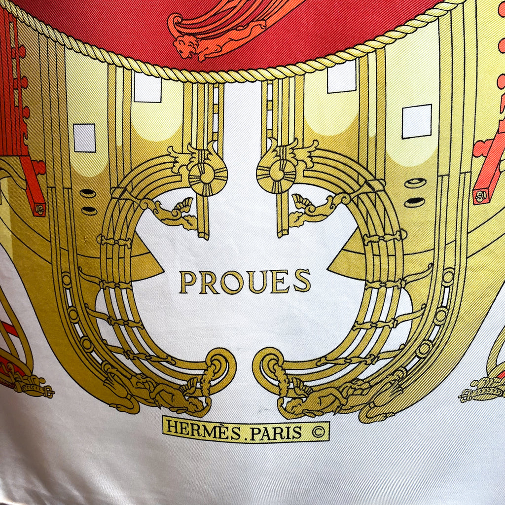 Boxed Hermes Proues 1974 Designer Silk Scarf