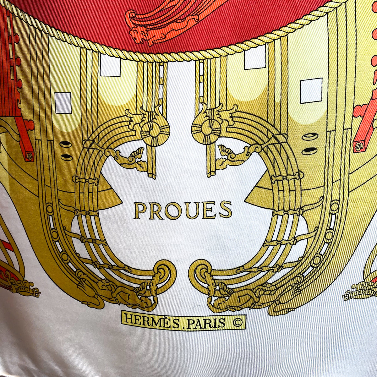 Boxed Hermes Proues 1974 Designer Silk Scarf