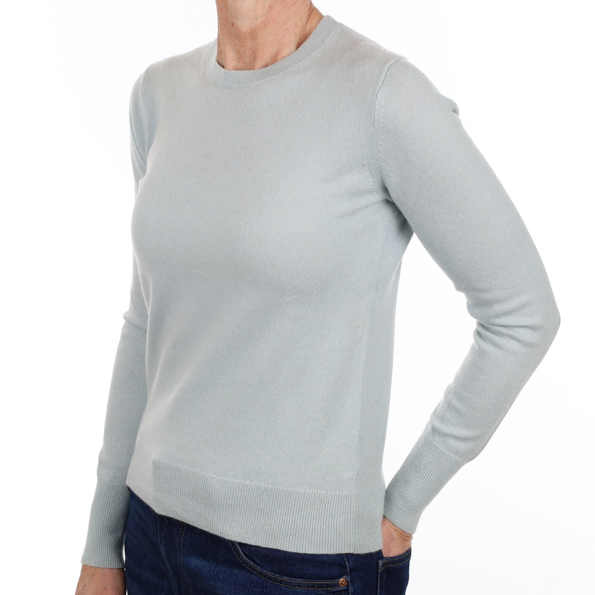 Mint Blue Cashmere Crew Neck Jumper Small