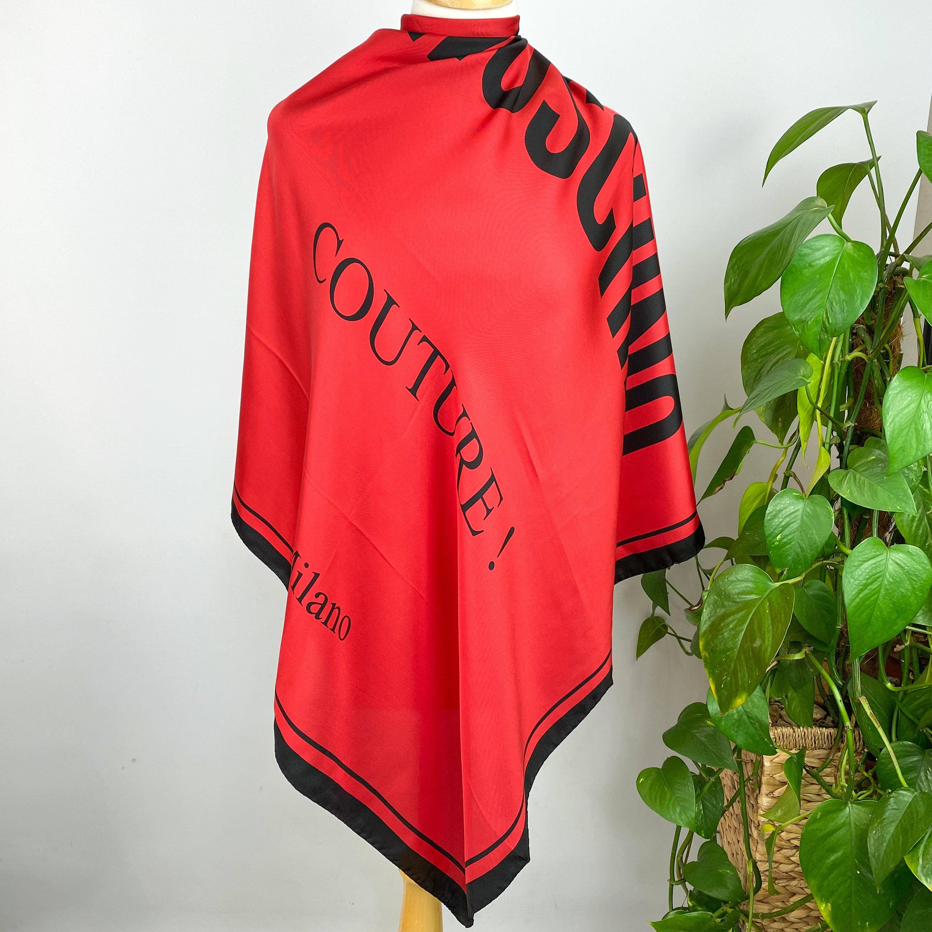 Red and Black Moschino Silk Scarf