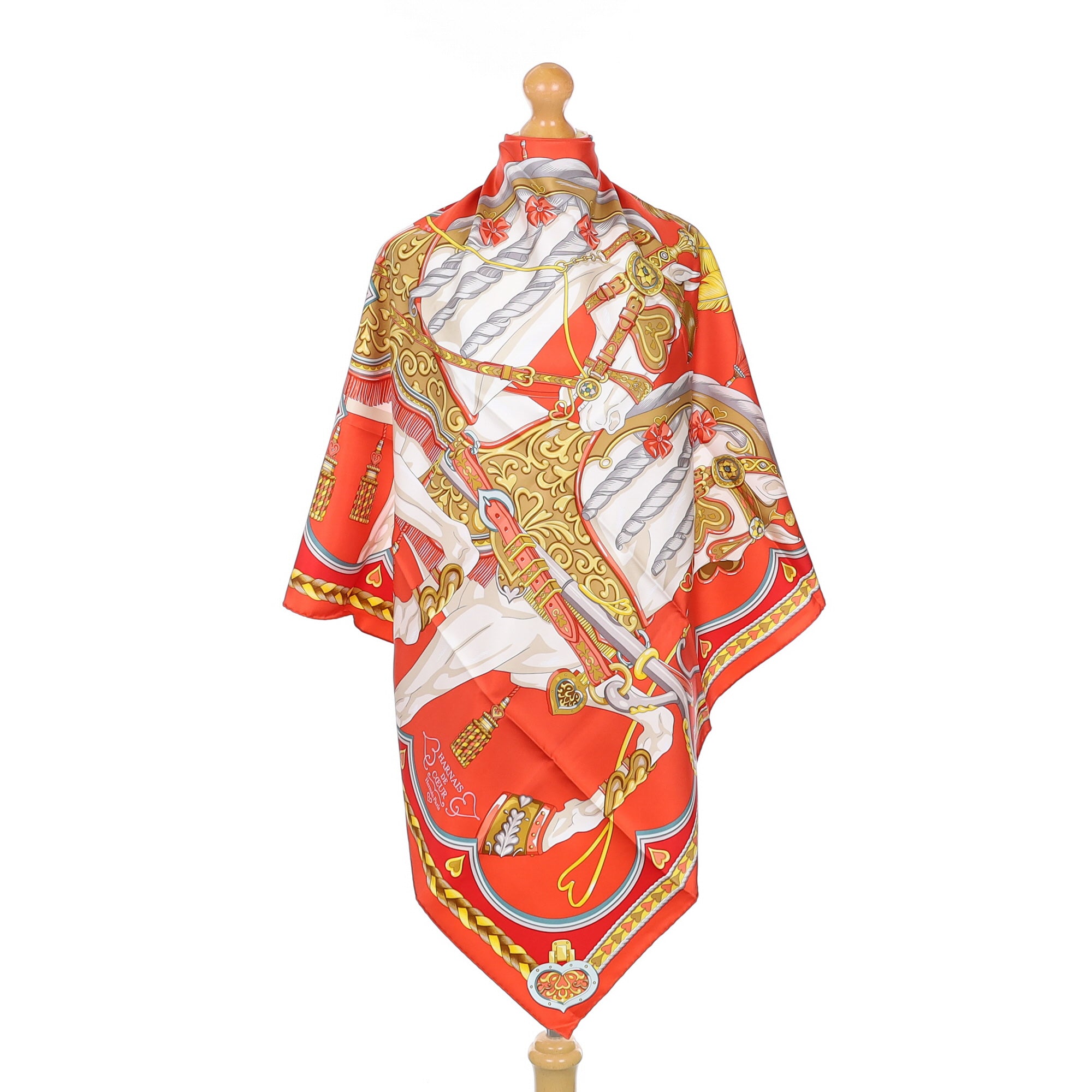Brand New Boxed Hermès Harnais de Coeur Silk Scarf