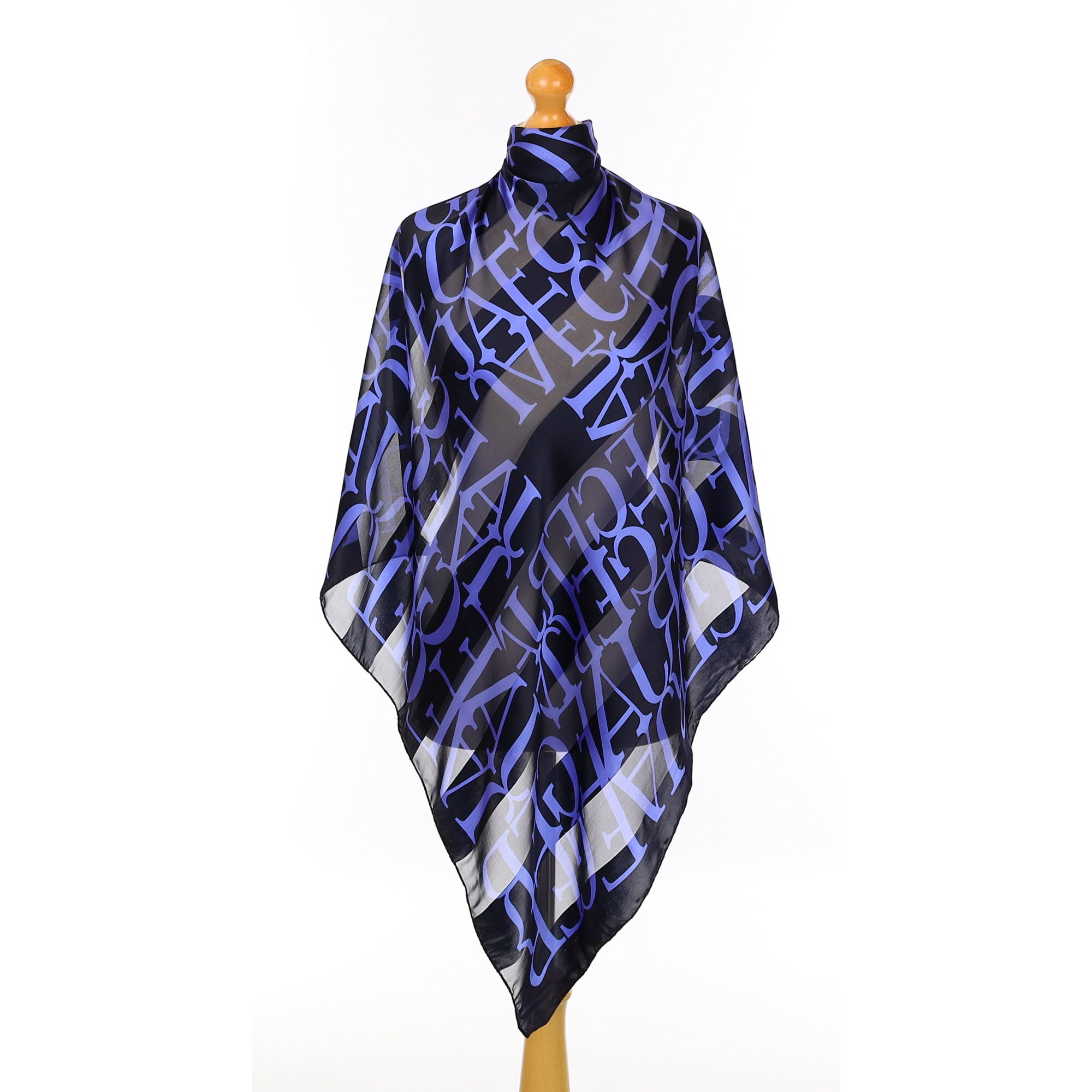 Boxed Jaeger Navy Blue Branded Silk Scarf