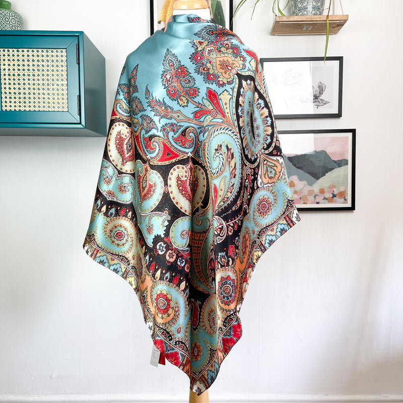 New with Tags Extra Large Paisley Silk Scarf