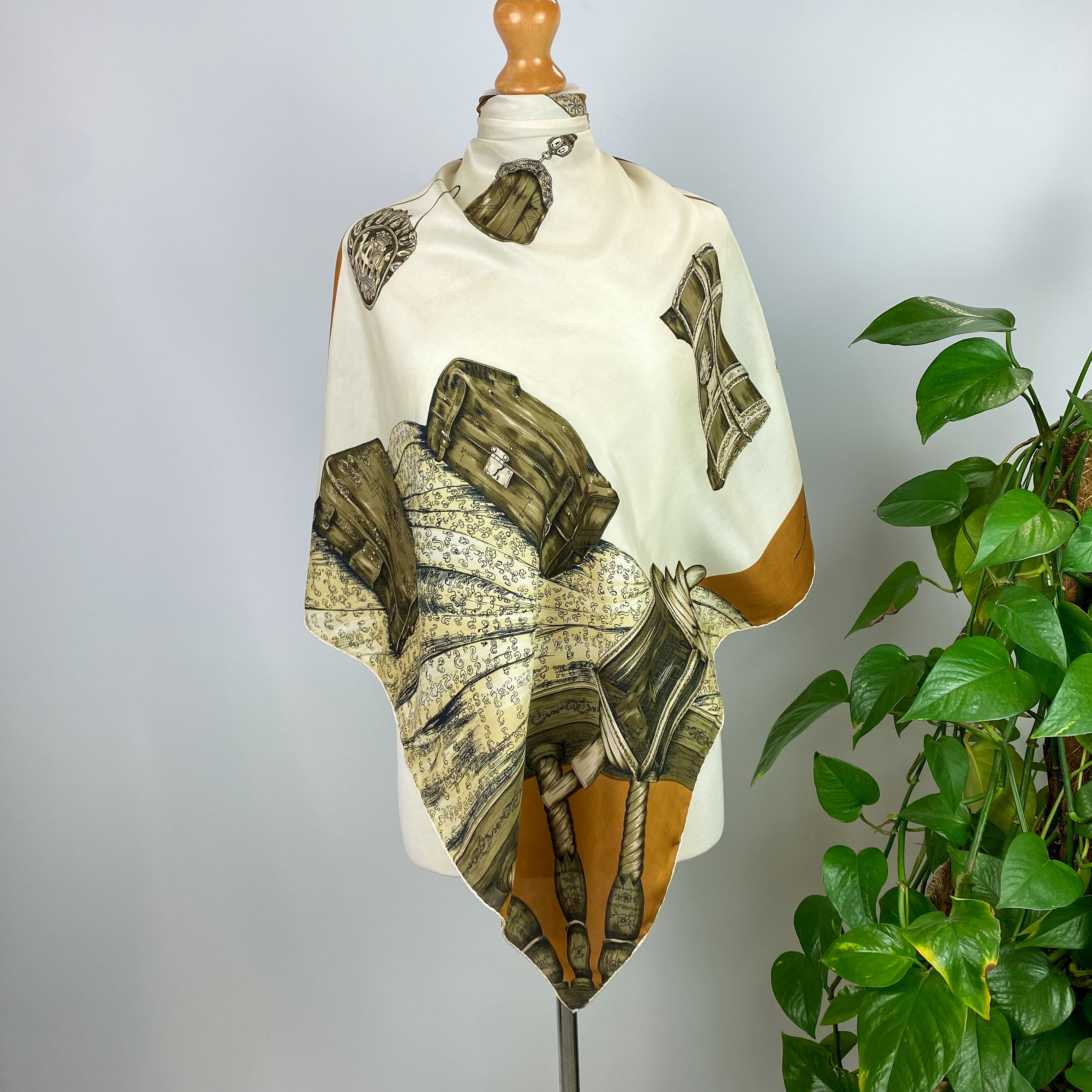 Suitcase Design Vintage Silk Scarf