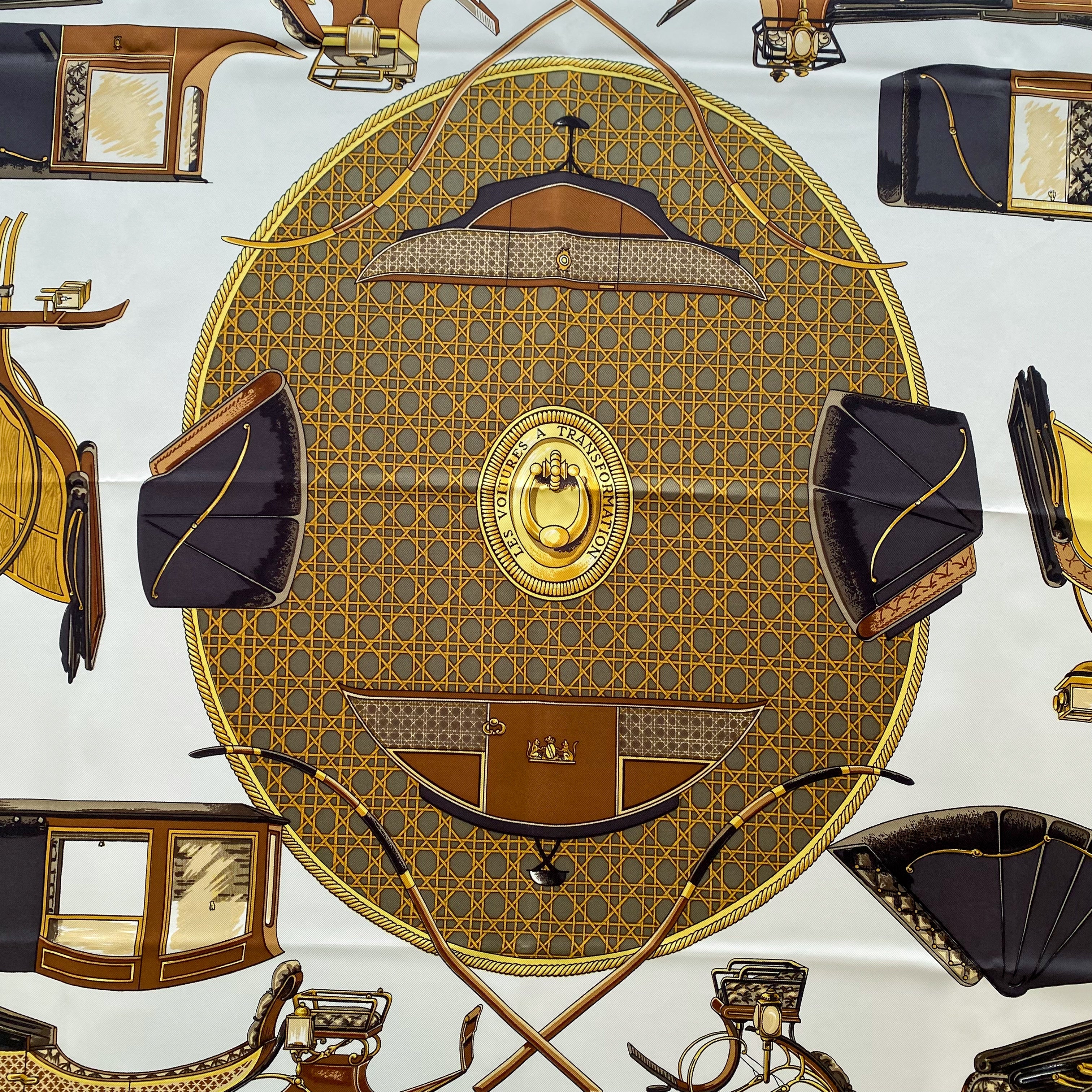 Brand New Boxed Hermes Les Voitures a Transformation 1965 Designer Silk Scarf