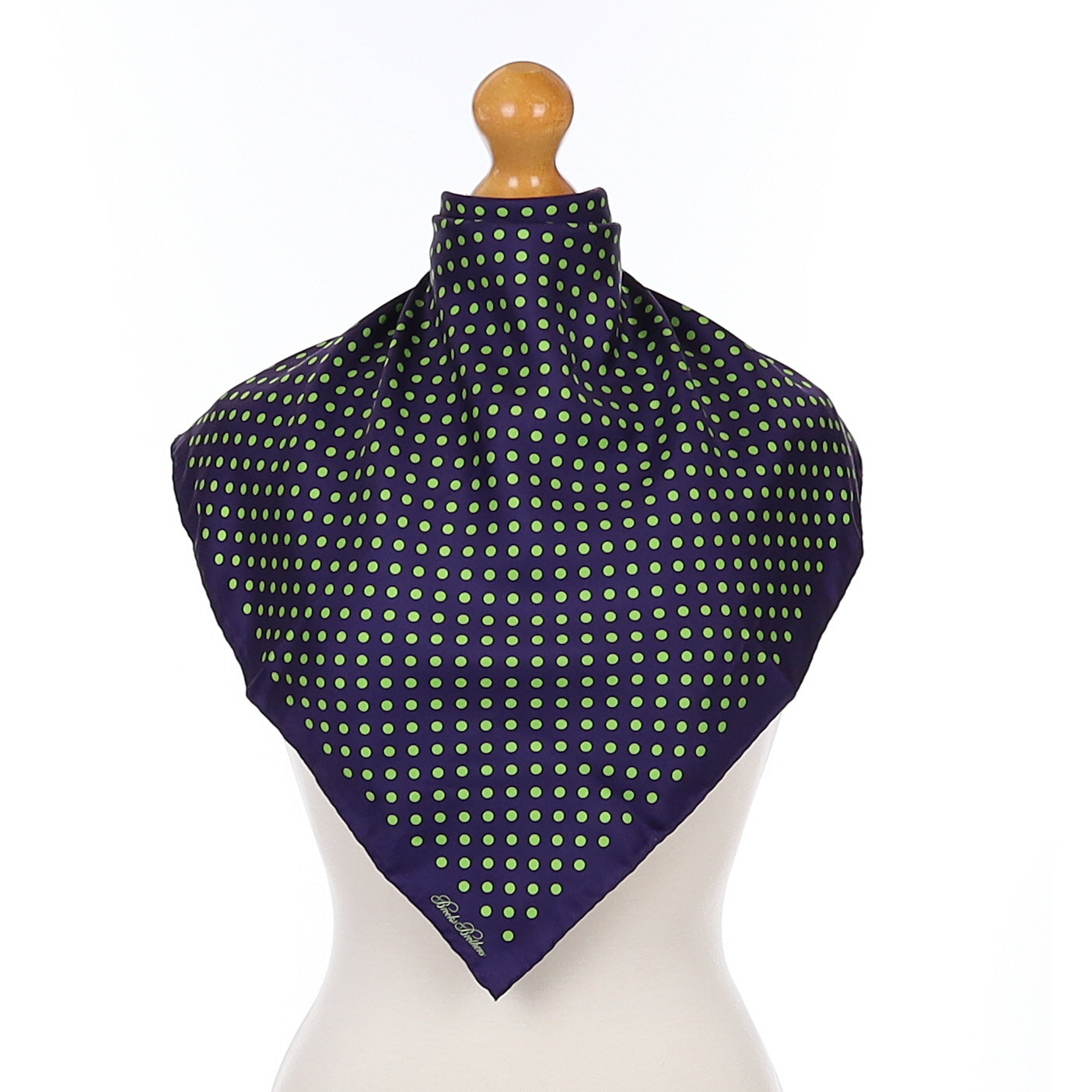 Navy and Lime Spotted Silk Pocket Square