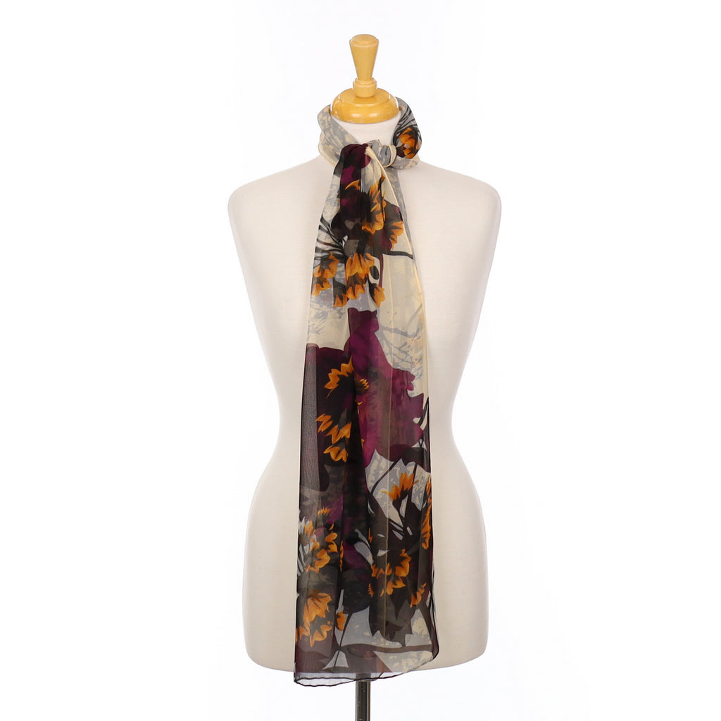 Brand New Kenzo Grey Chiffon Silk Scarf