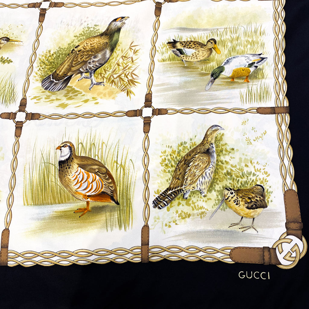 Gucci Bird Design Silk Scarf