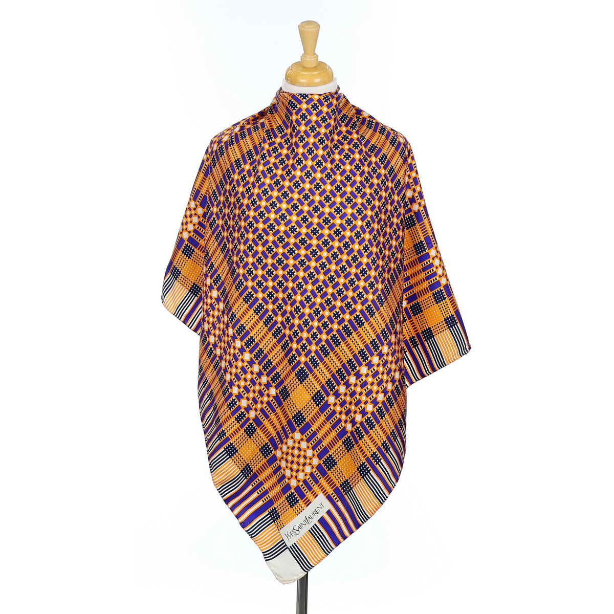 Vintage Yves Saint Laurent Orange & Purple Silk Scarf