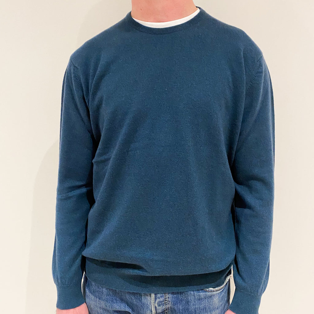 Men’s Brand New Scottish Petrol Blue Crew Neck Jumper Extra Large