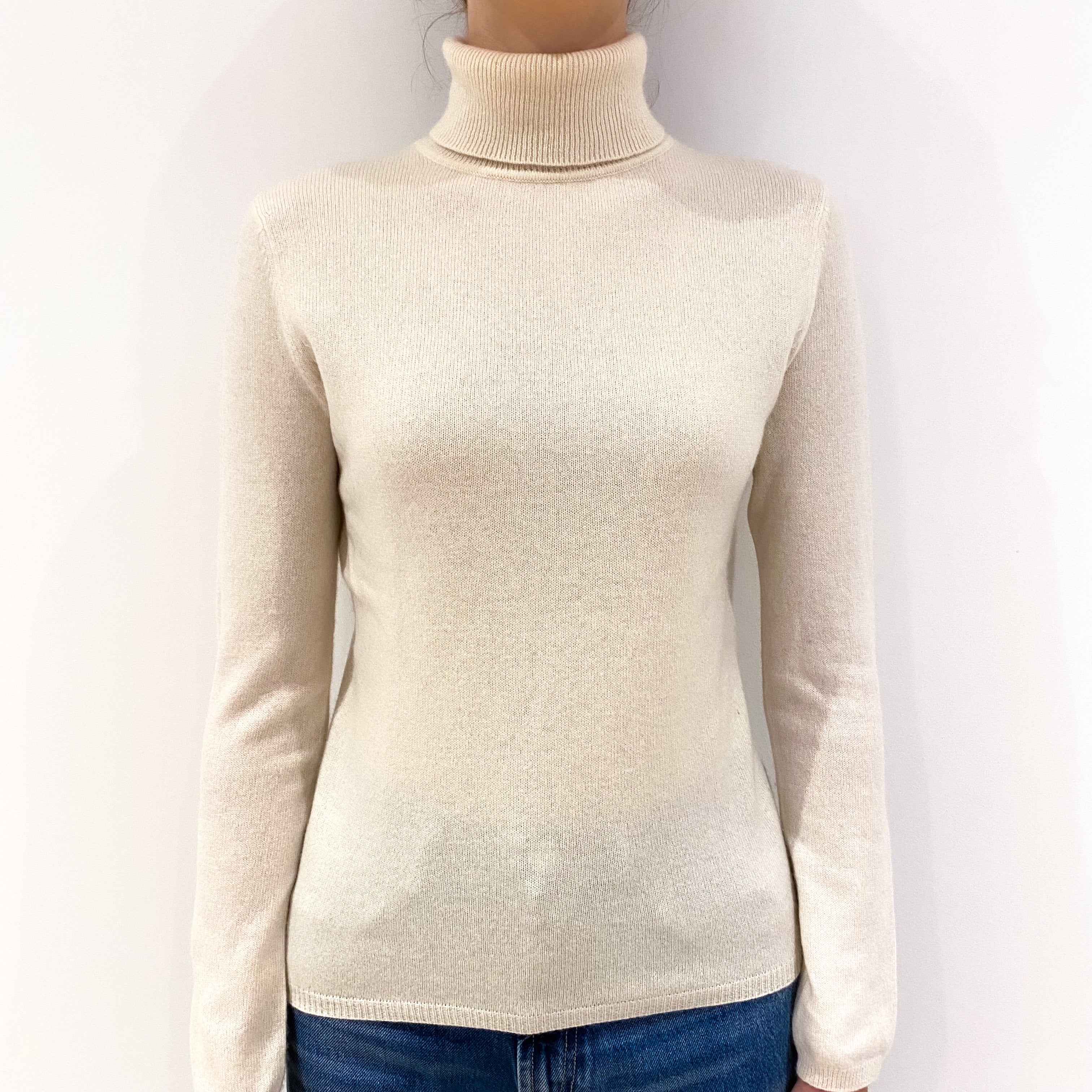 Cream Cashmere Polo Neck Jumper Extra Small