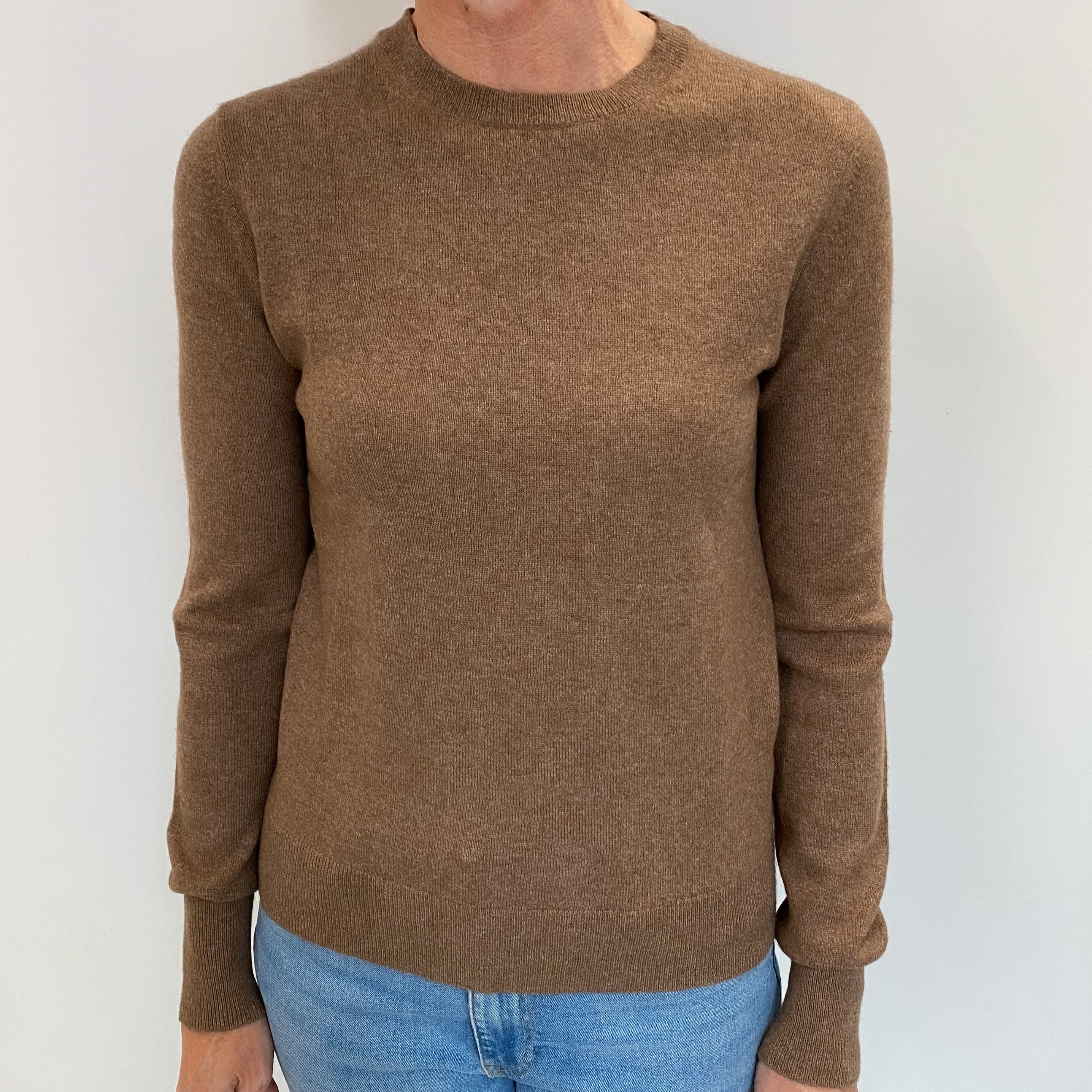 Cinnamon Brown Cashmere Crew Neck Jumper Small