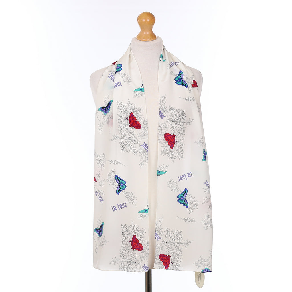 Brand New Charlotte Sparre Butterfly Design Silk Scarf