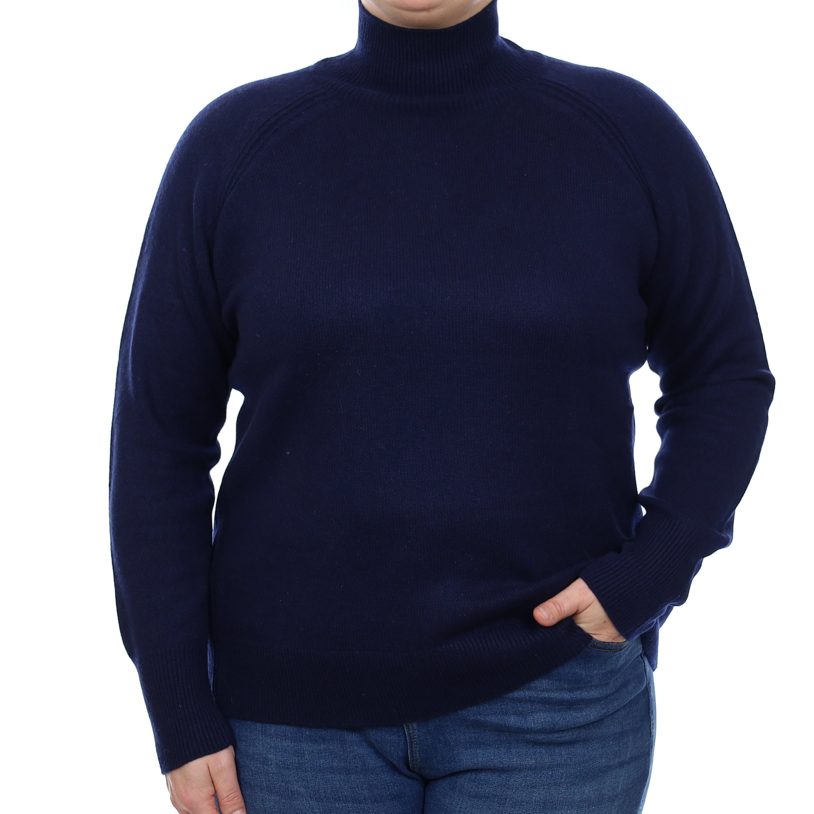 Cos Navy Heavy Knit Cashmere Turtle Neck Jumper Large