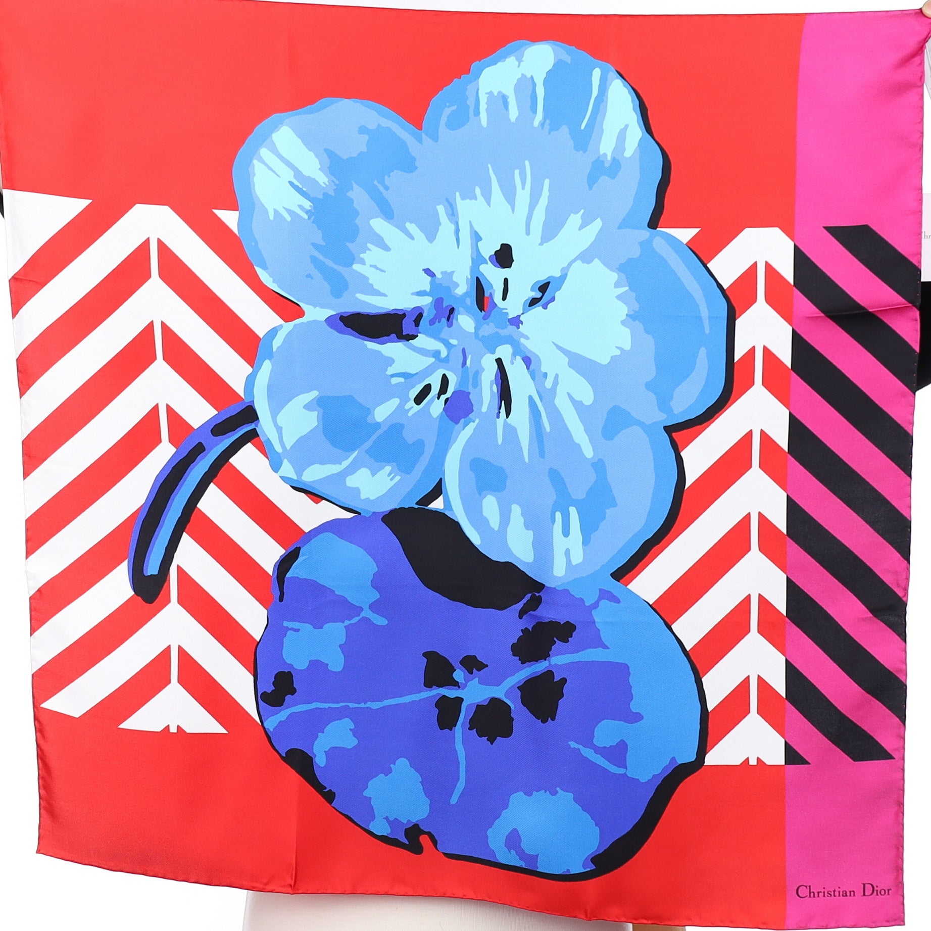 Brand New Christian Dior Abstract Flower Silk Scarf