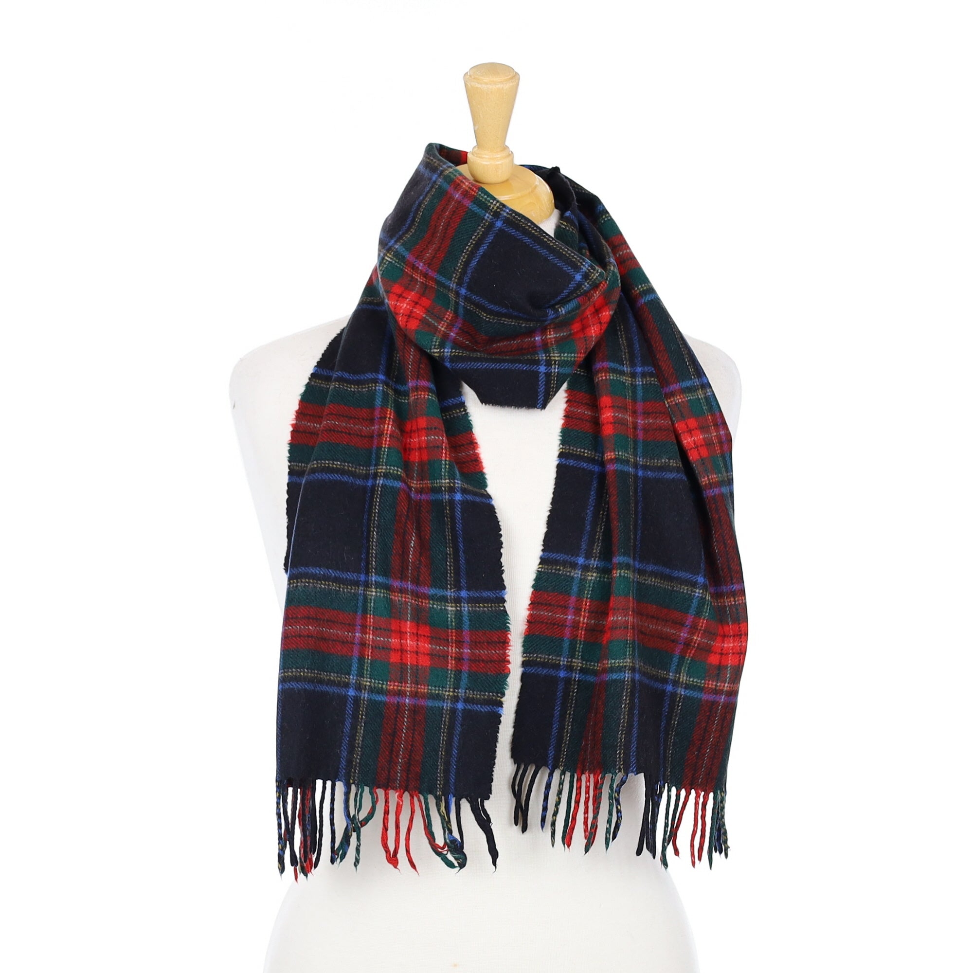 Red Green Black Check Cashmere Woven Scarf